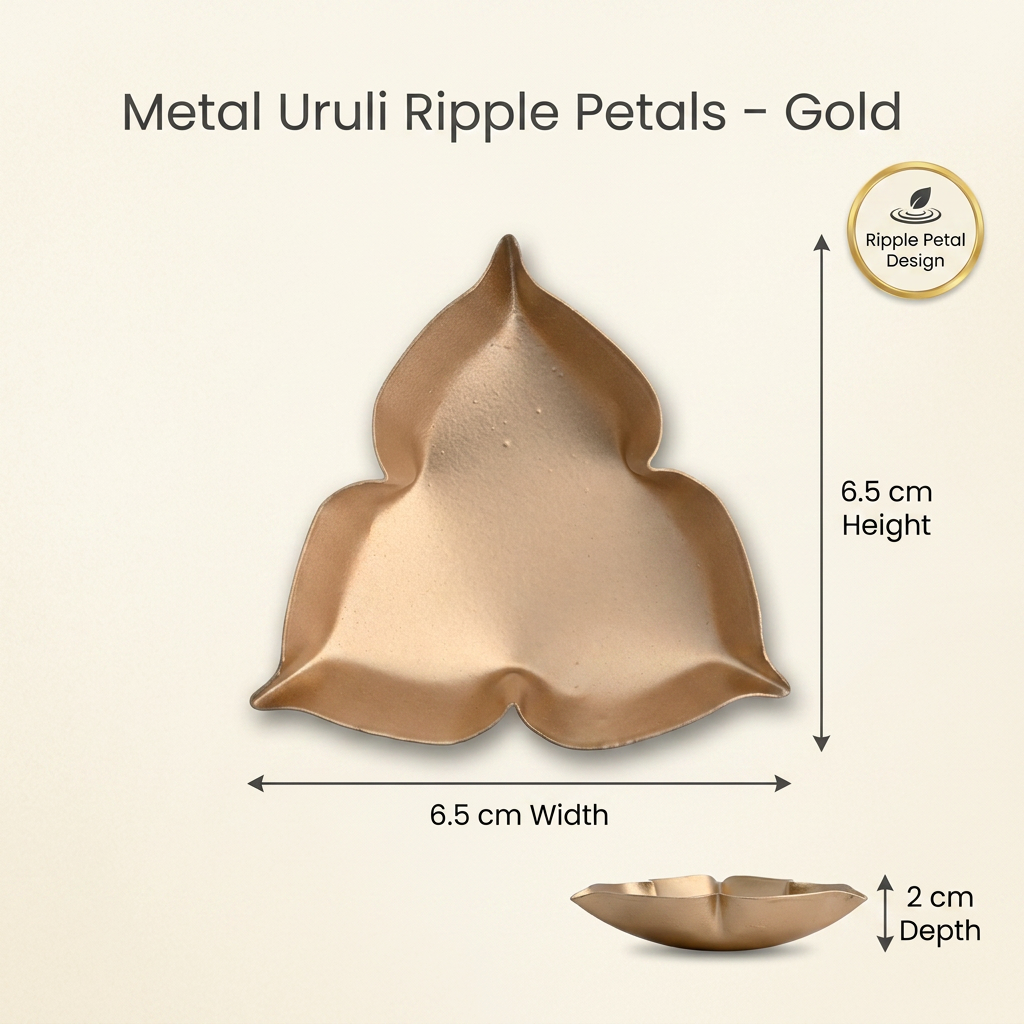 Metal Uruli Ripple Petals Gold 6.5 X 6.5 X 2cm 1pc