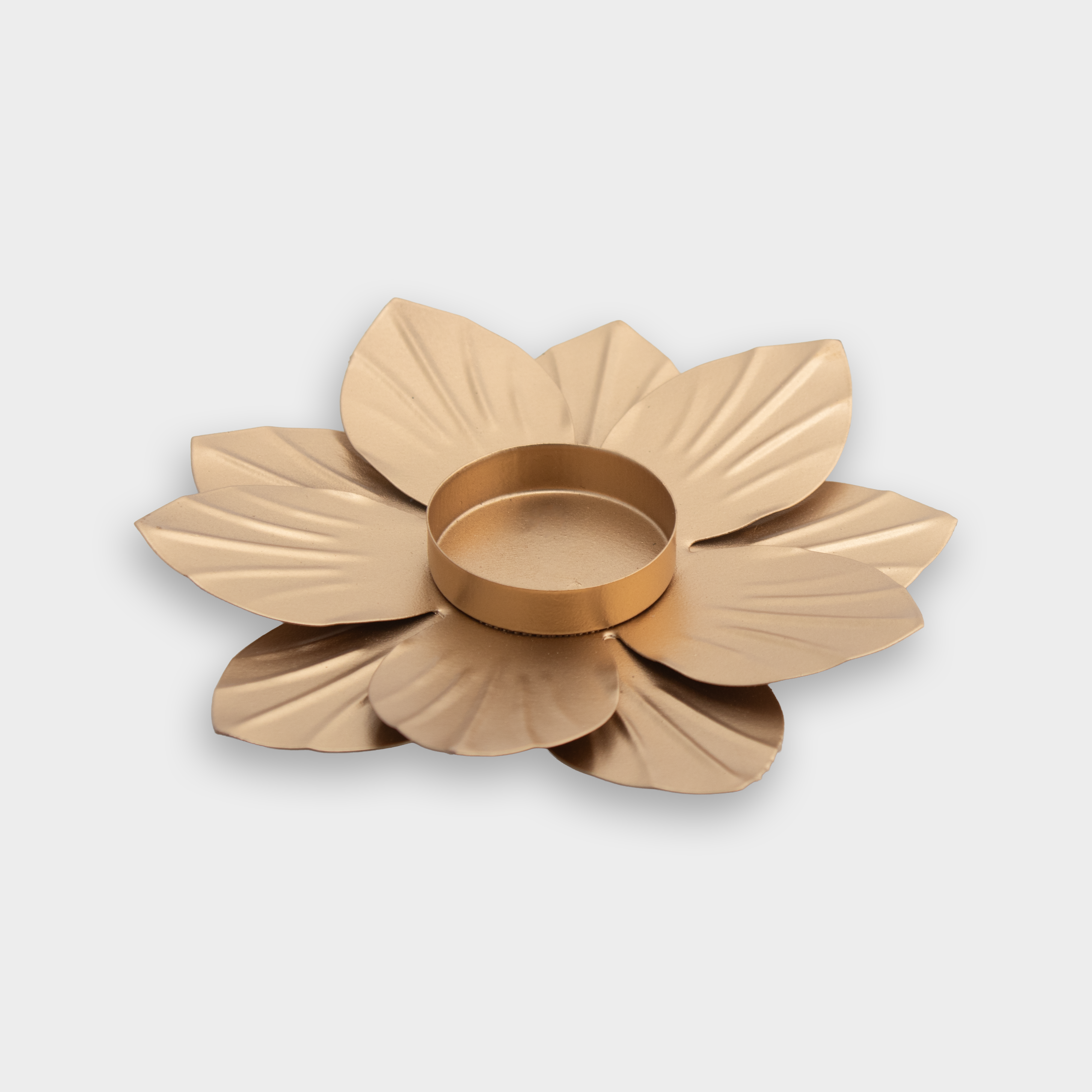 Metal Tealight Holder Lotus Blossom Gold 13 X 13 X 1.5cm 1pc