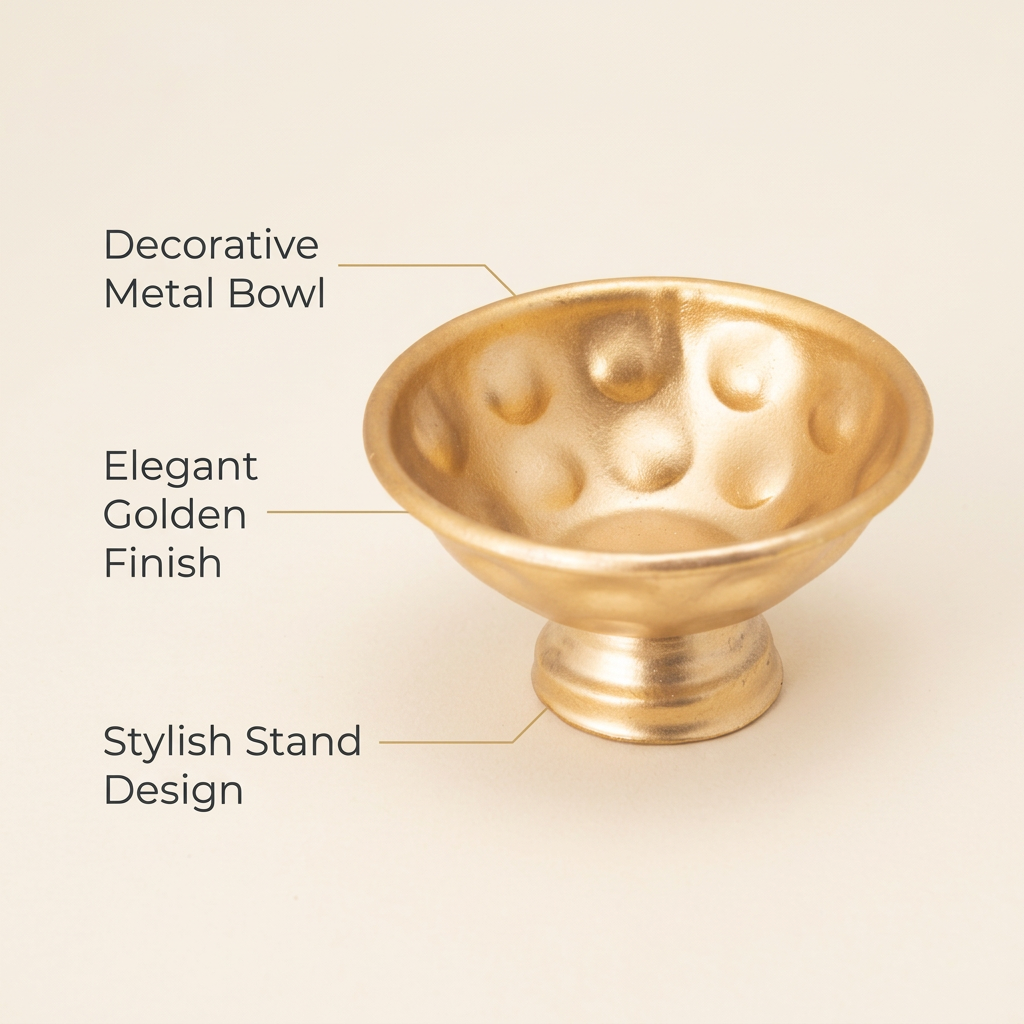 Decorative Metal Bowl With Stand Gold 6 X 6 X 3cm 1pc