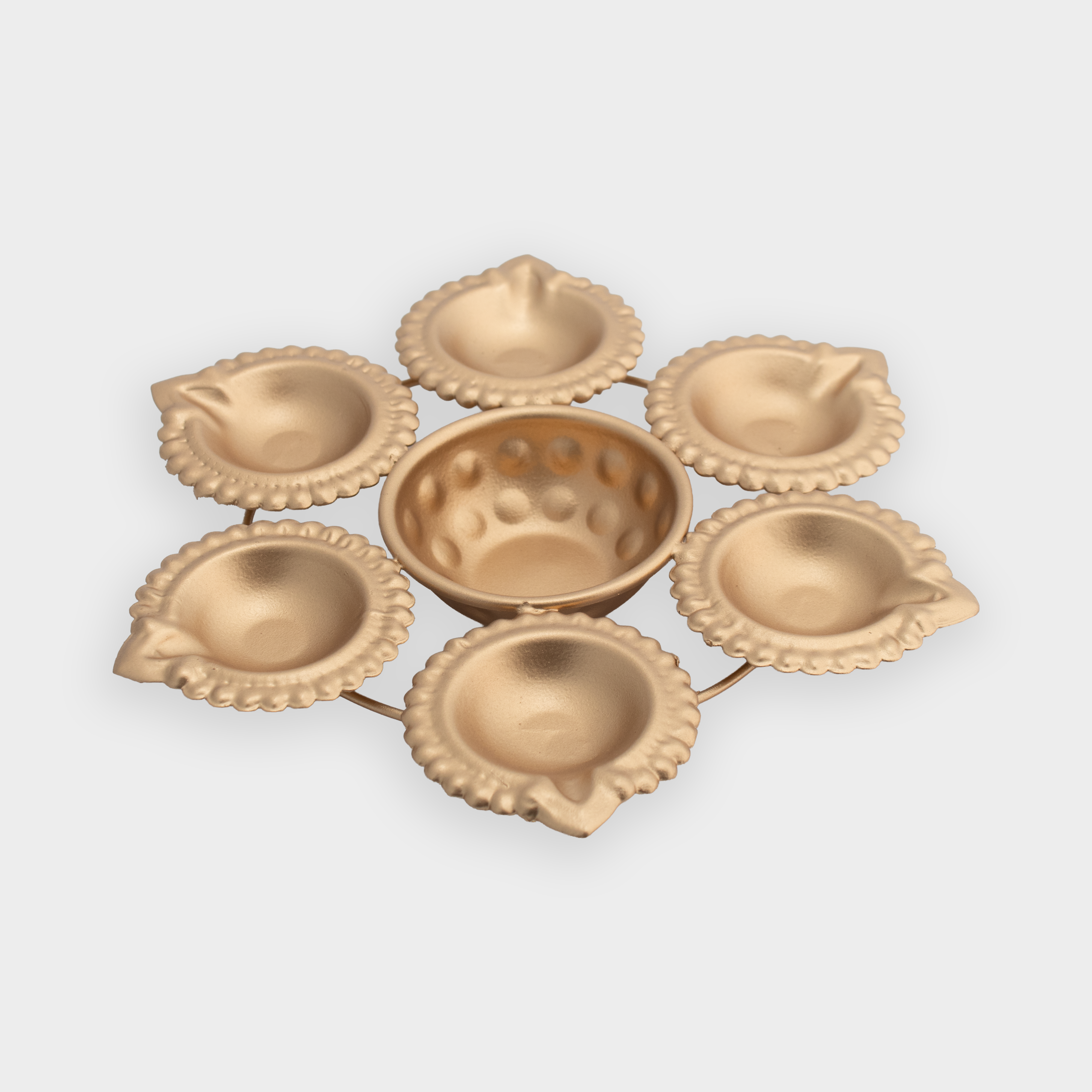 6 Face Metal Diya Gold 18 X 18 X 2cm 1pc