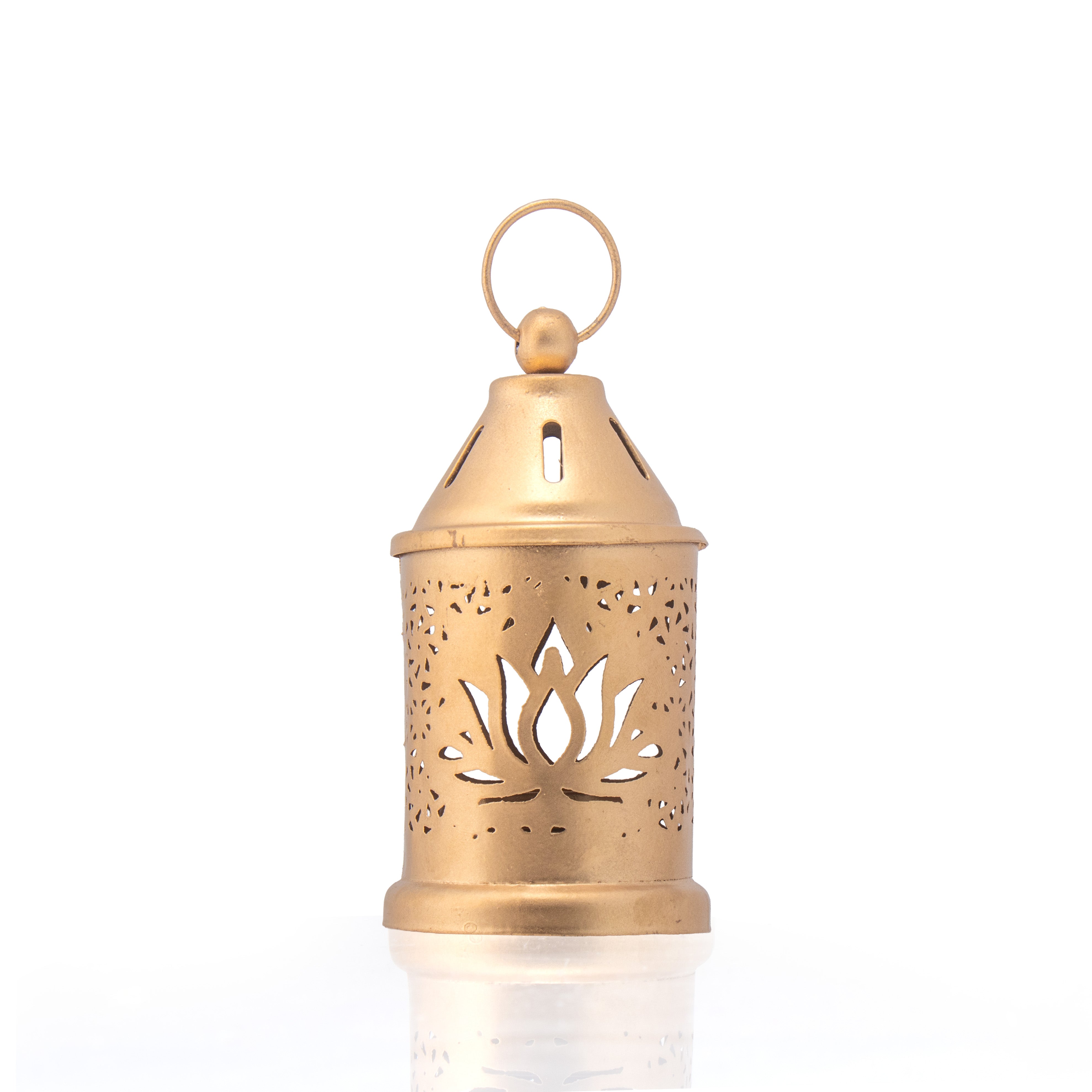 Metal Hanging Lantern Louts Gold 6.5 X 6.5 X 11cm 1pc