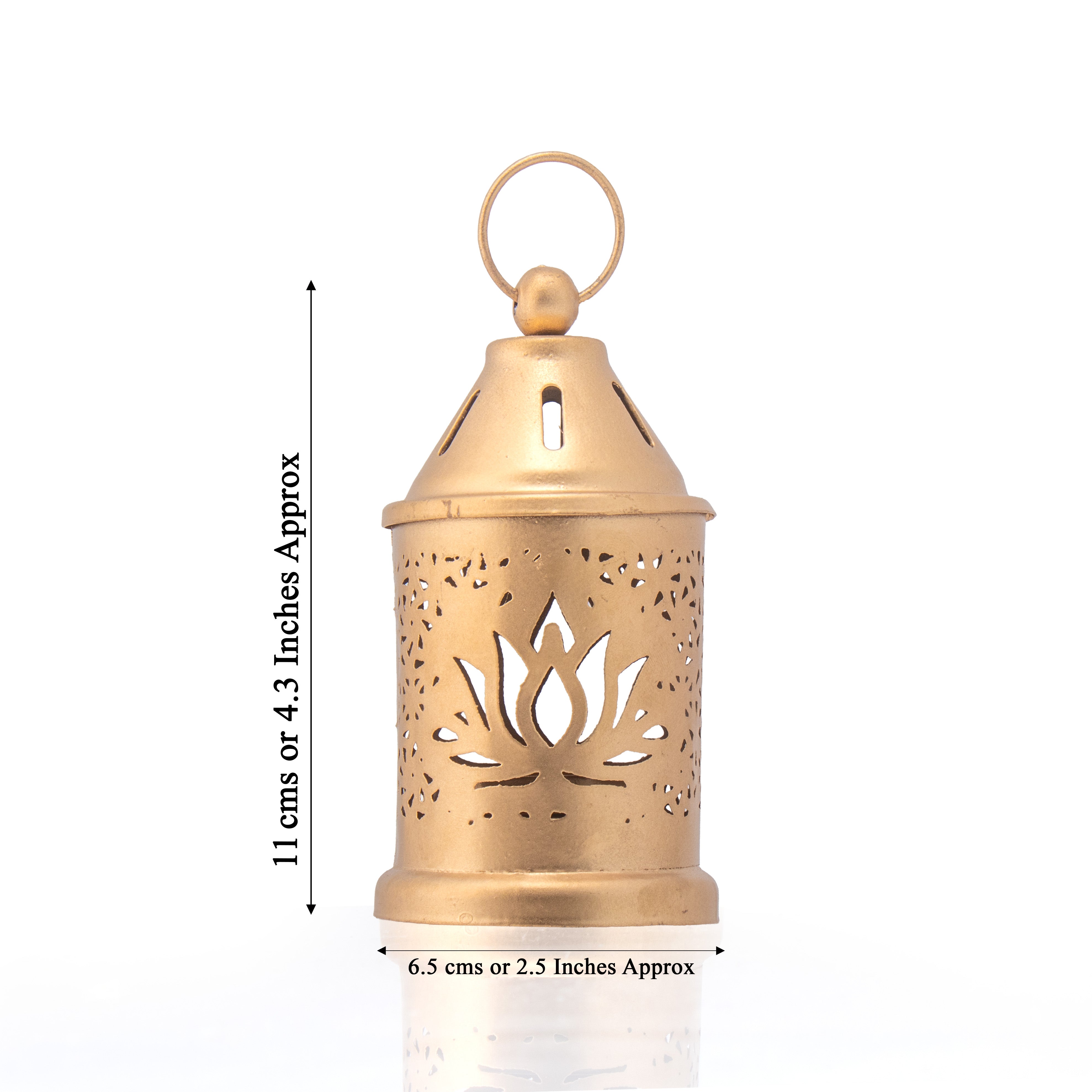 Metal Hanging Lantern Louts Gold 6.5 X 6.5 X 11cm 1pc
