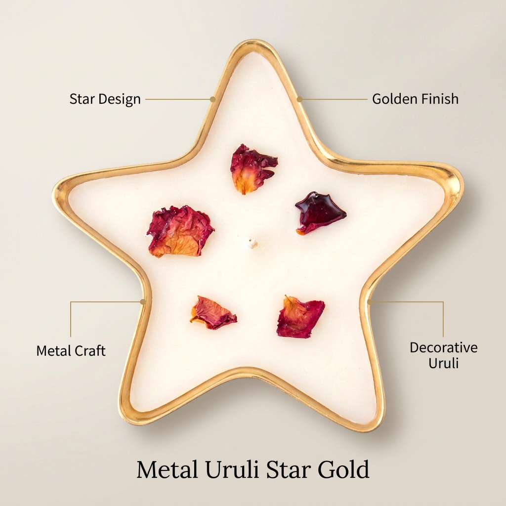 Metal Uruli Star Gold 11 X 11 X 1.5cm 1pc