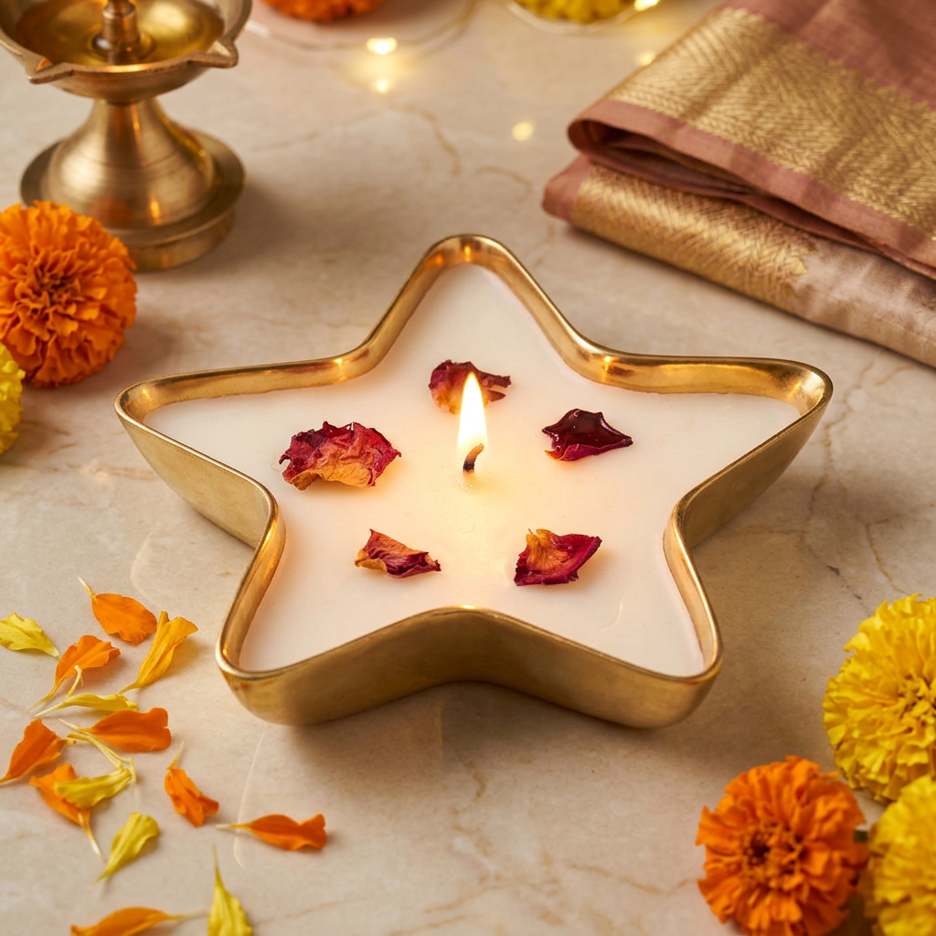 Metal Uruli Star Gold 11 X 11 X 1.5cm 1pc