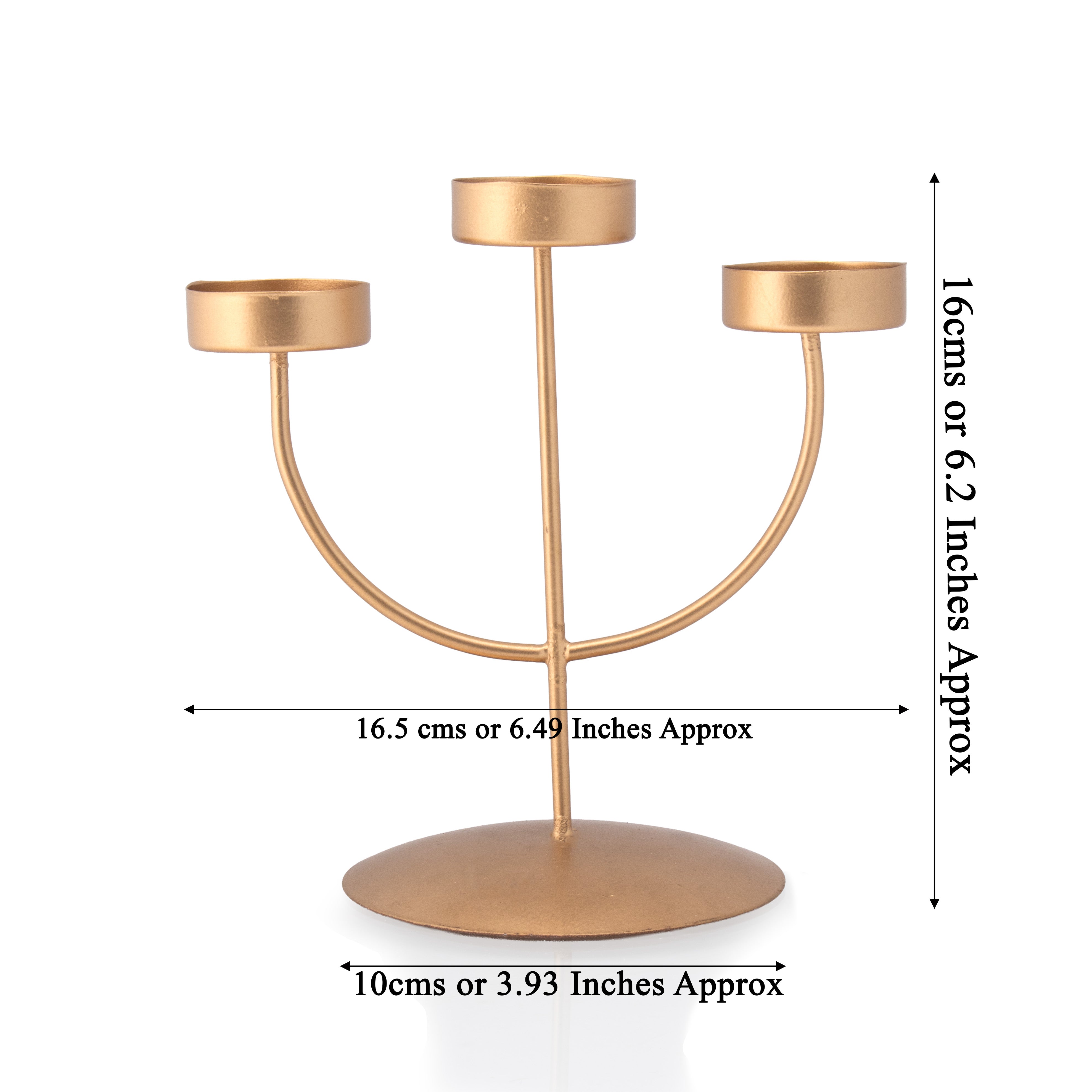 Metal 3 Arm Tealight Holder Candelabra Gold 16.5 X 11.5 X 16cm 1pc
