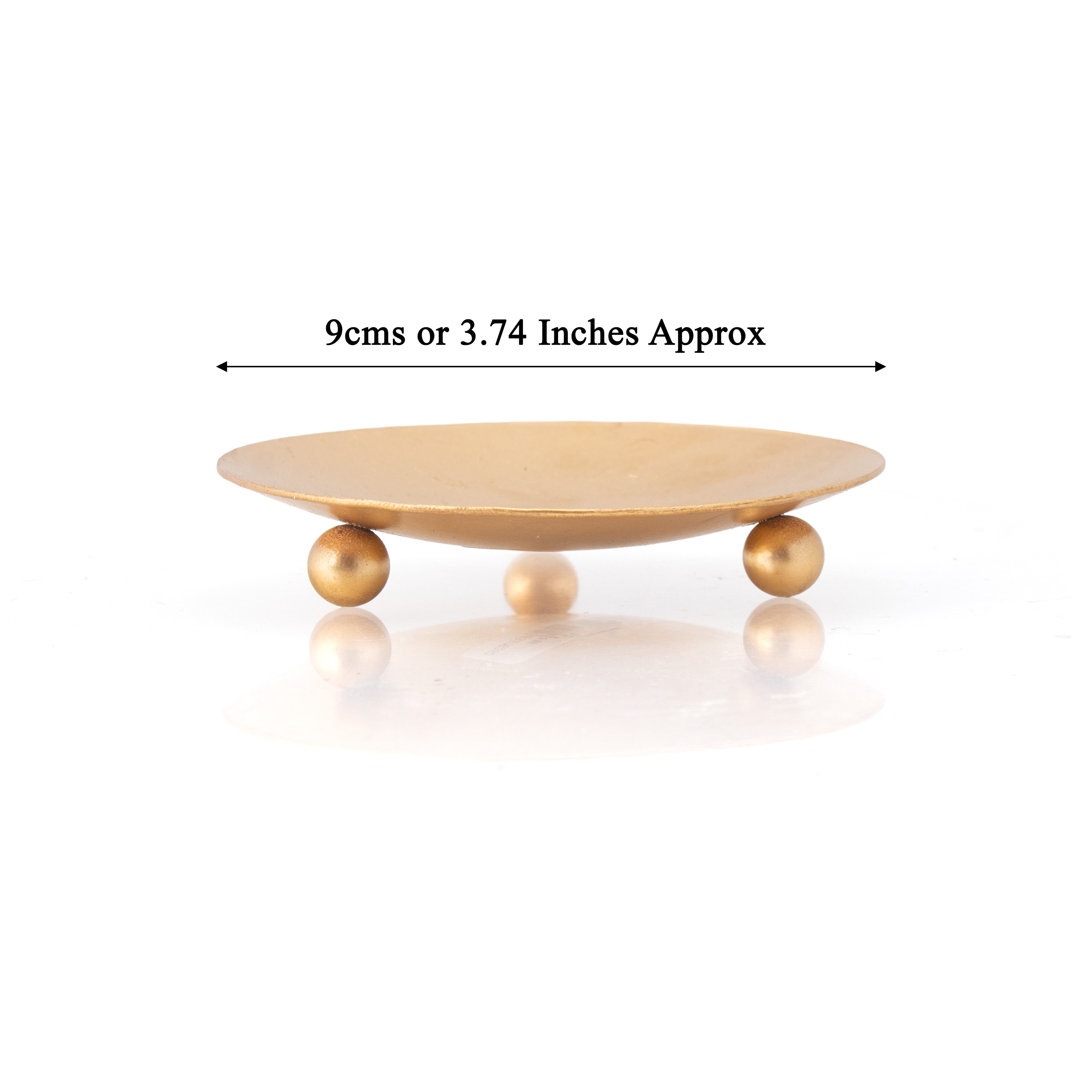 Round Ball Base Metal Candle Tray Gold 9.5 X 9.5 X 1.75cm 1pc