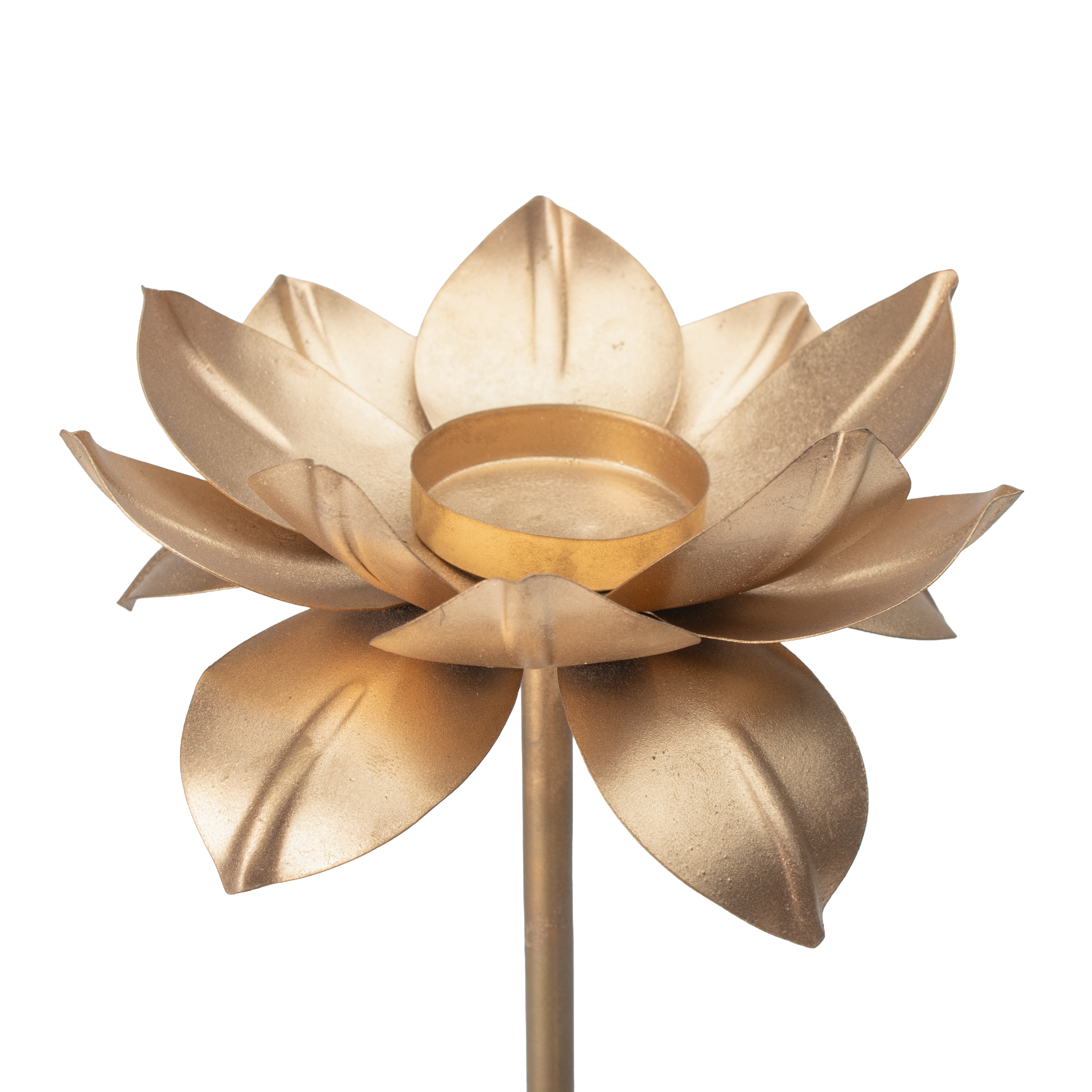 Decorative Lotus Tea Light Candle Holder with Round Base Pedestal Gold 16 X 16 X 31cm 1pc