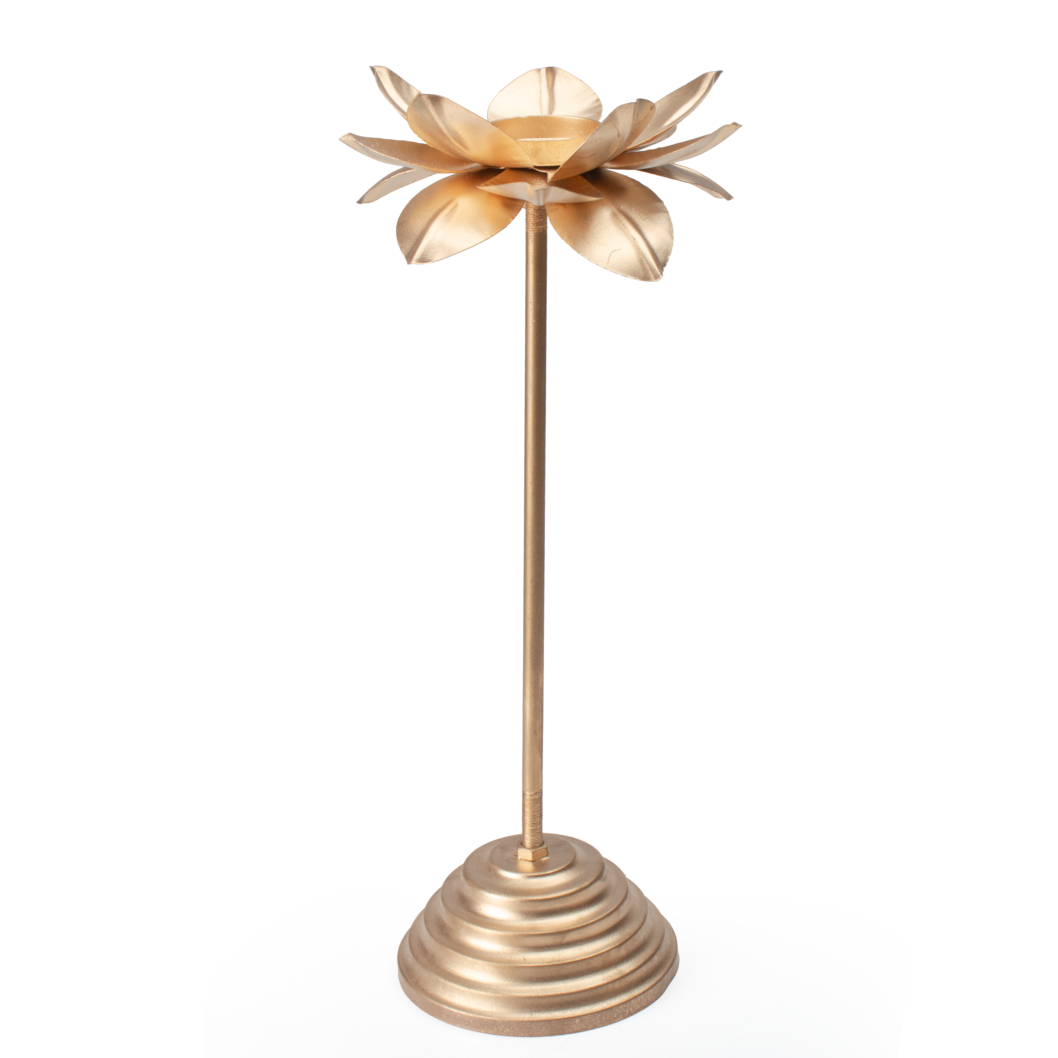 Decorative Lotus Tea Light Candle Holder with Pedestal Base Gold 18 X 18 X 60cm 1pc