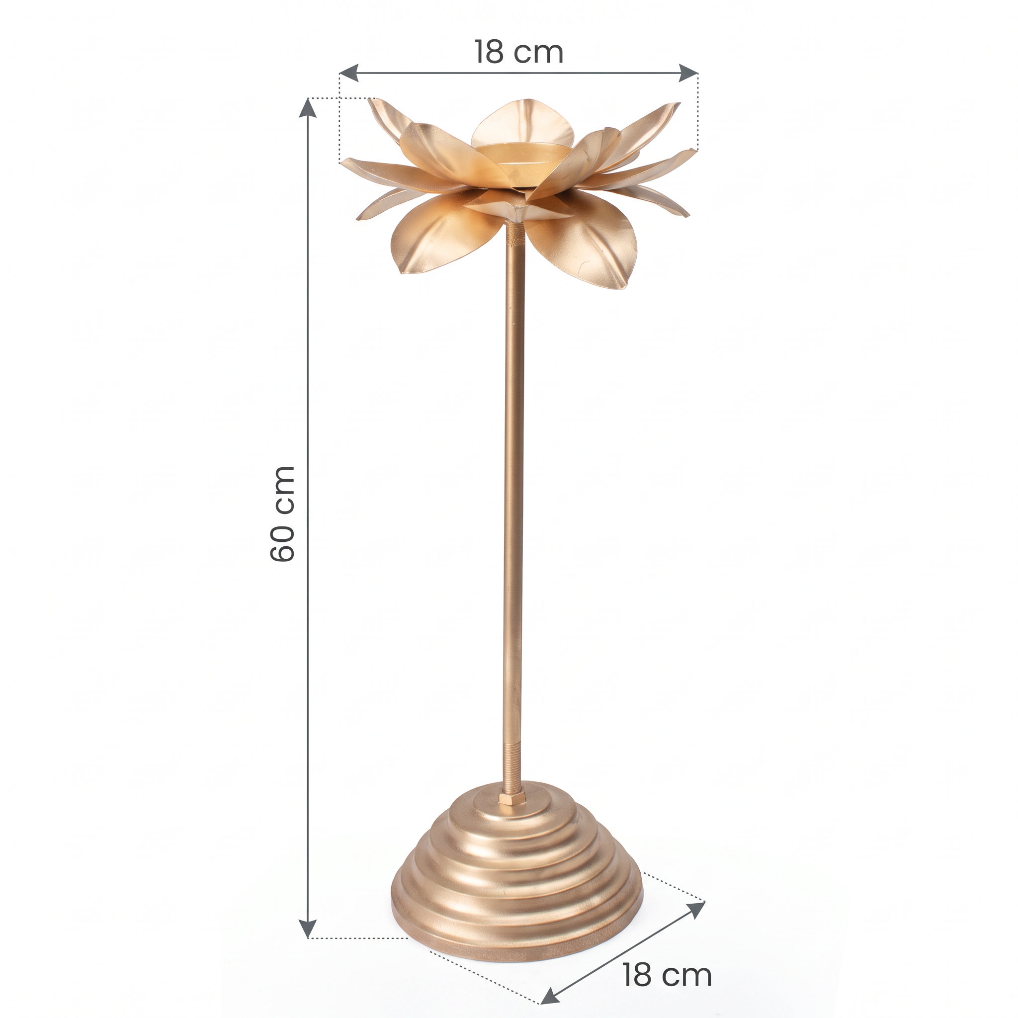 Decorative Lotus Tea Light Candle Holder with Pedestal Base Gold 18 X 18 X 60cm 1pc