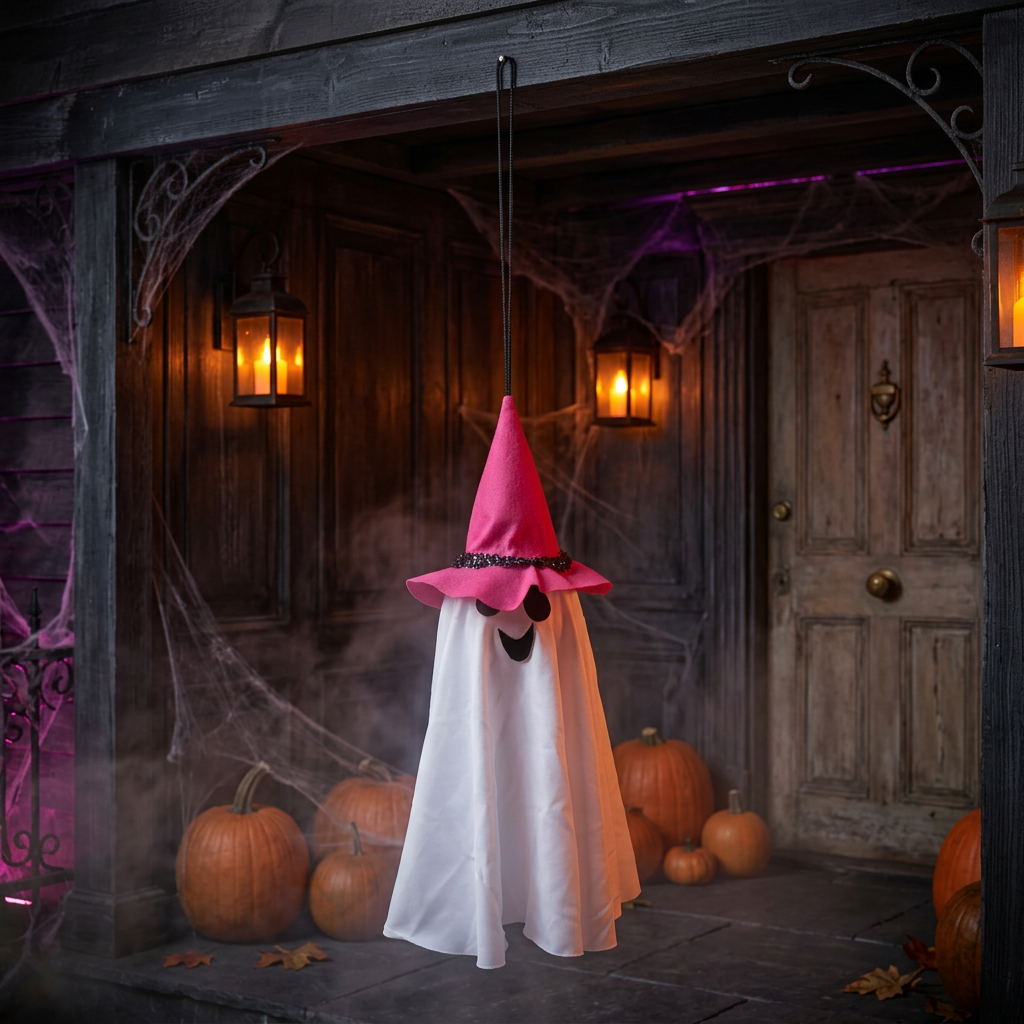 Halloween Hanging Ghost With 5pcs Warm Light 34 X 12 X 12cm 1pc UB