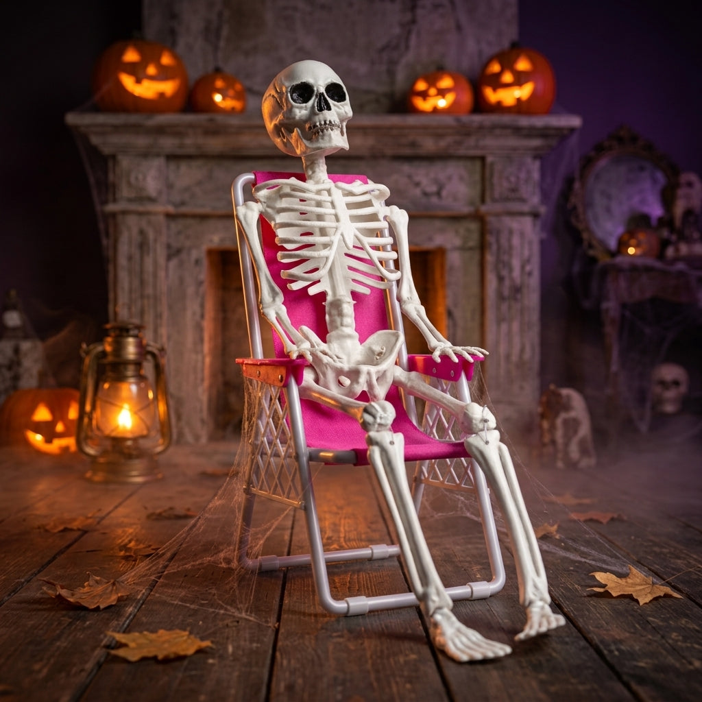 Halloween Skeleton on Recliner 23 X 12 X 34cm 1pc UB