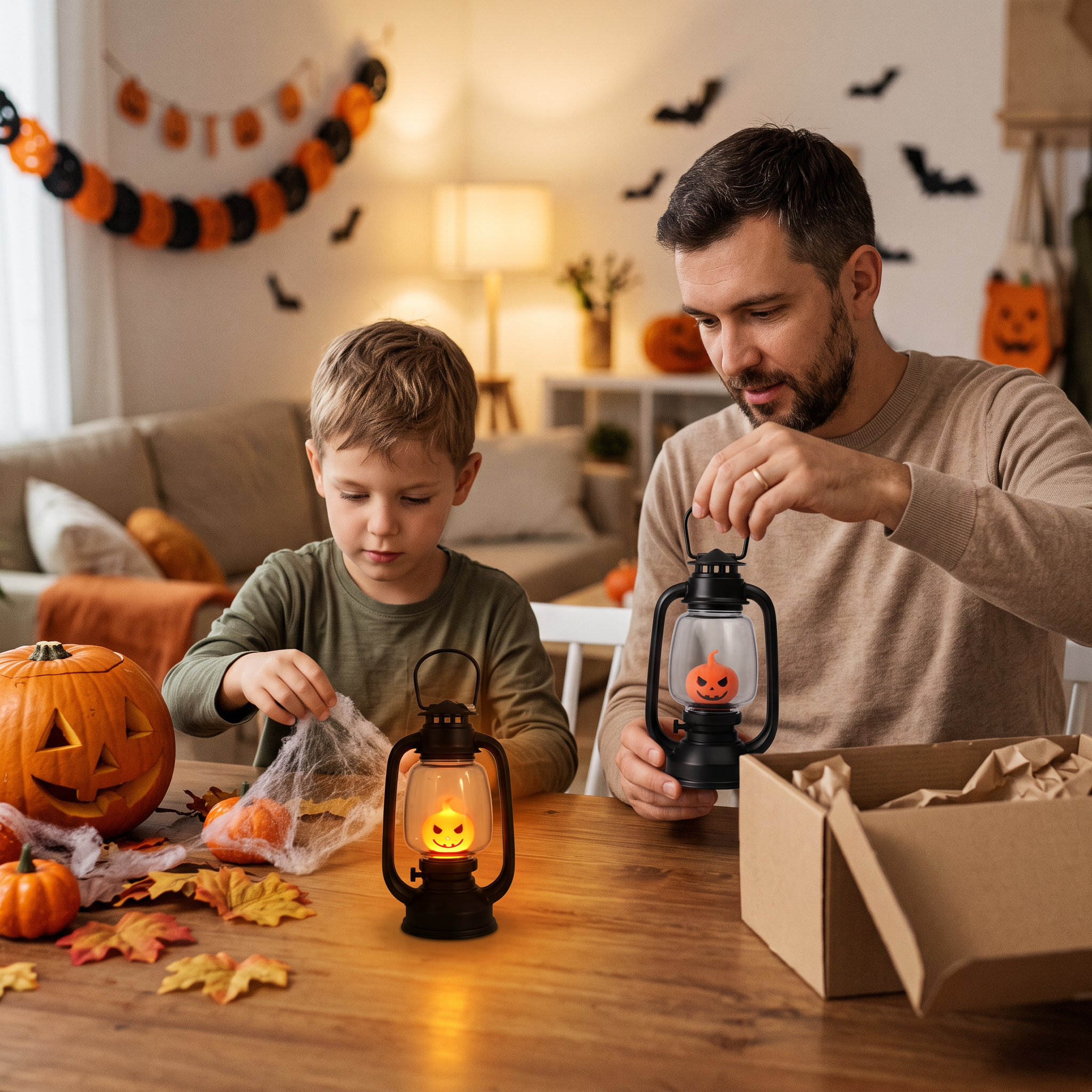 Halloween Scary pumpkin Lantern 17.8cm 1pc IB
