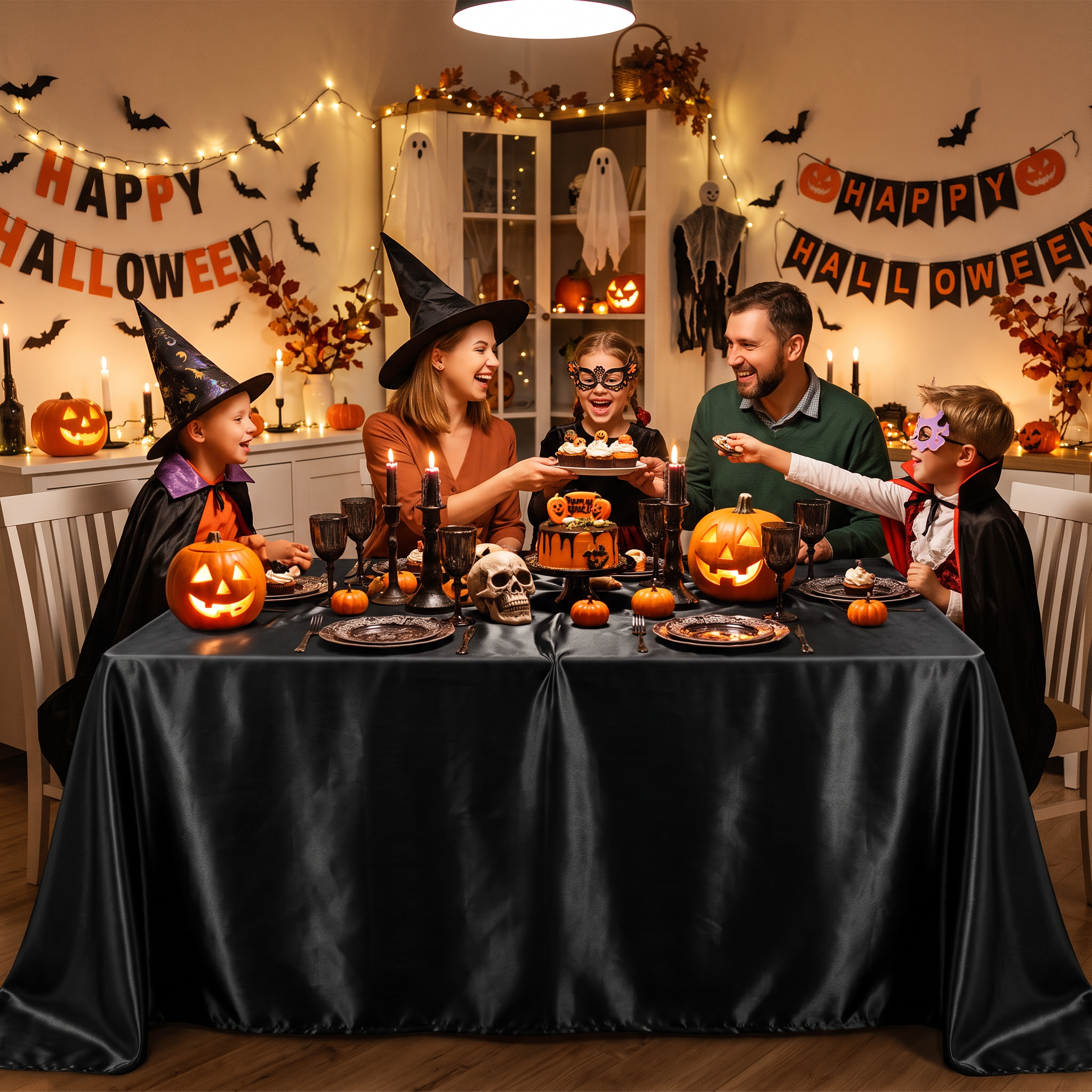 Halloween Satin Cloth Black 3mtr