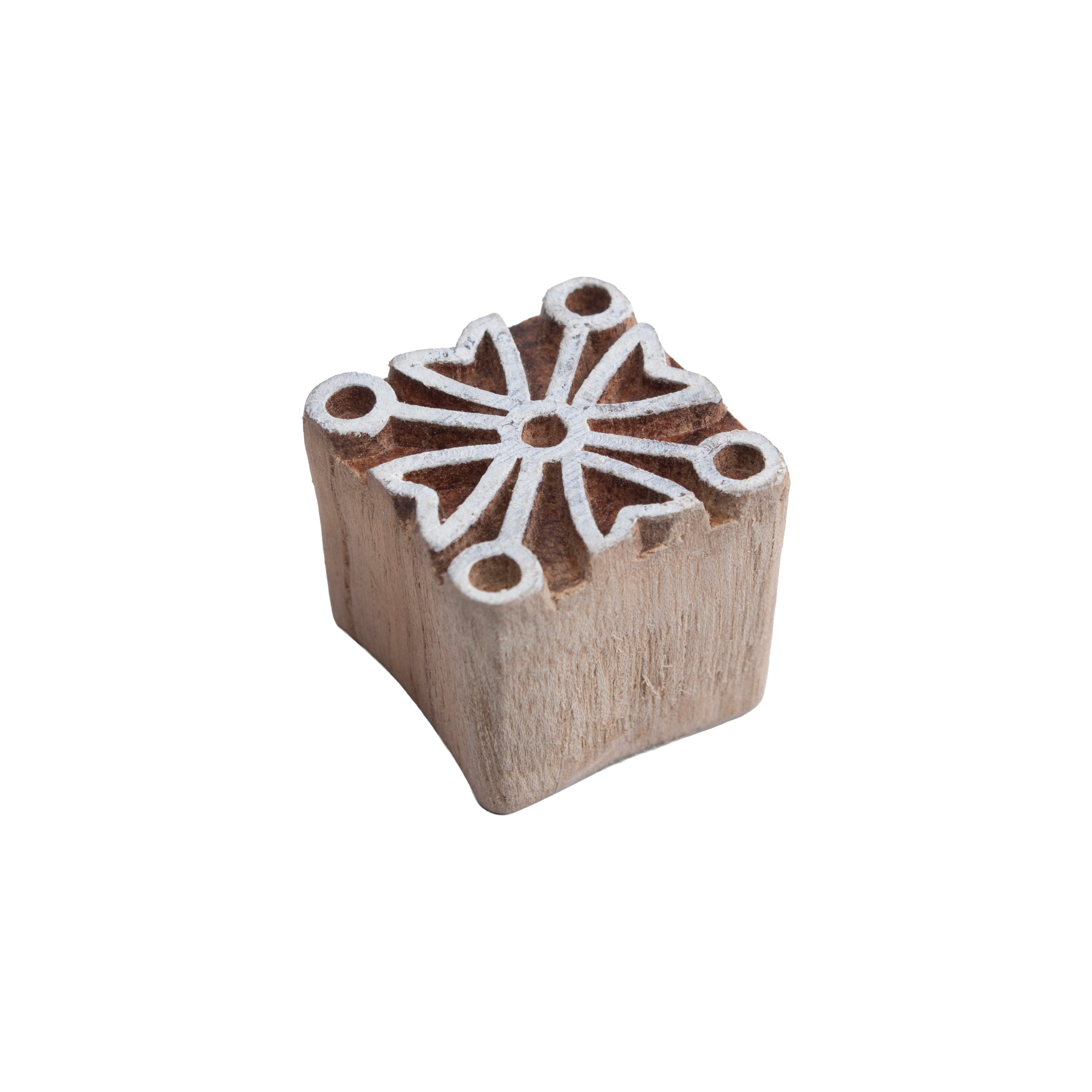 Hand Carved Wooden Printing Block Blossom Heritage W 1 inch X L 1 inch 1pc