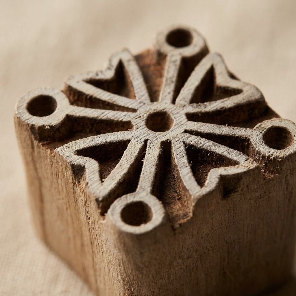 Hand Carved Wooden Printing Block Blossom Heritage W 1 inch X L 1 inch 1pc