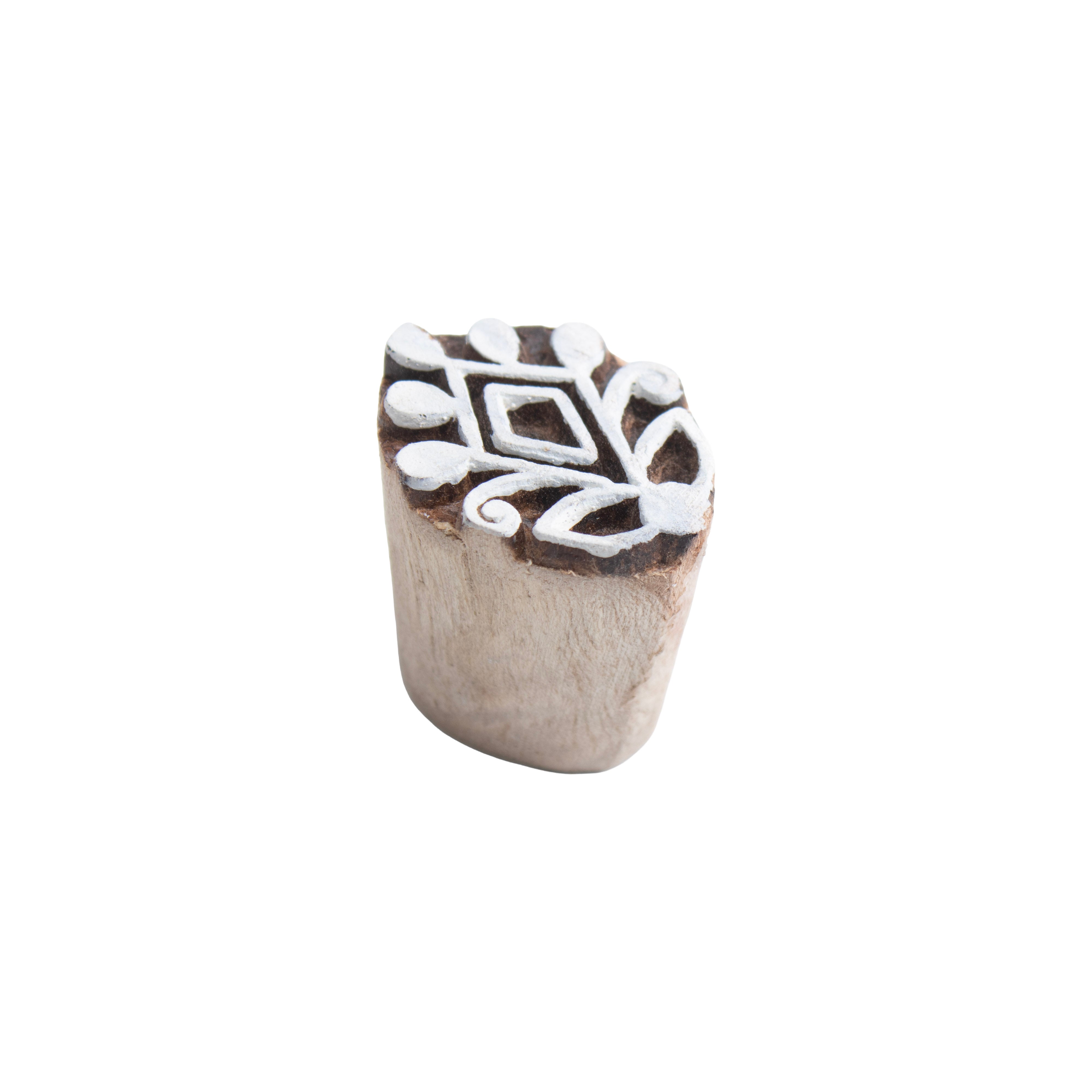 Hand Carved Wooden Printing Block Ethnic Bloom W 0.5inch X L 1 inch 1pc