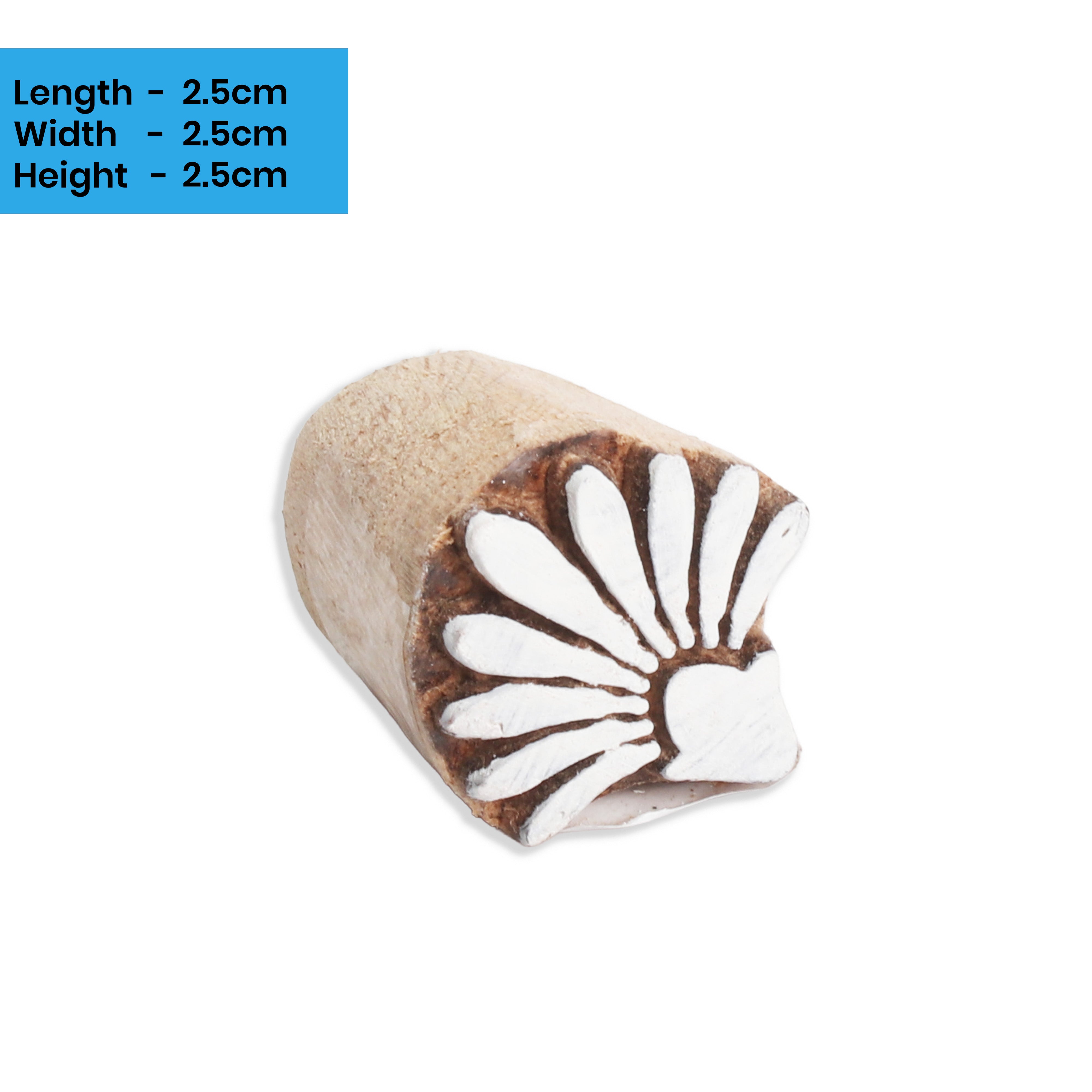 Hand Carved Wooden Printing Block Timeless Petals W 1 inch X L 1 inch 1pc