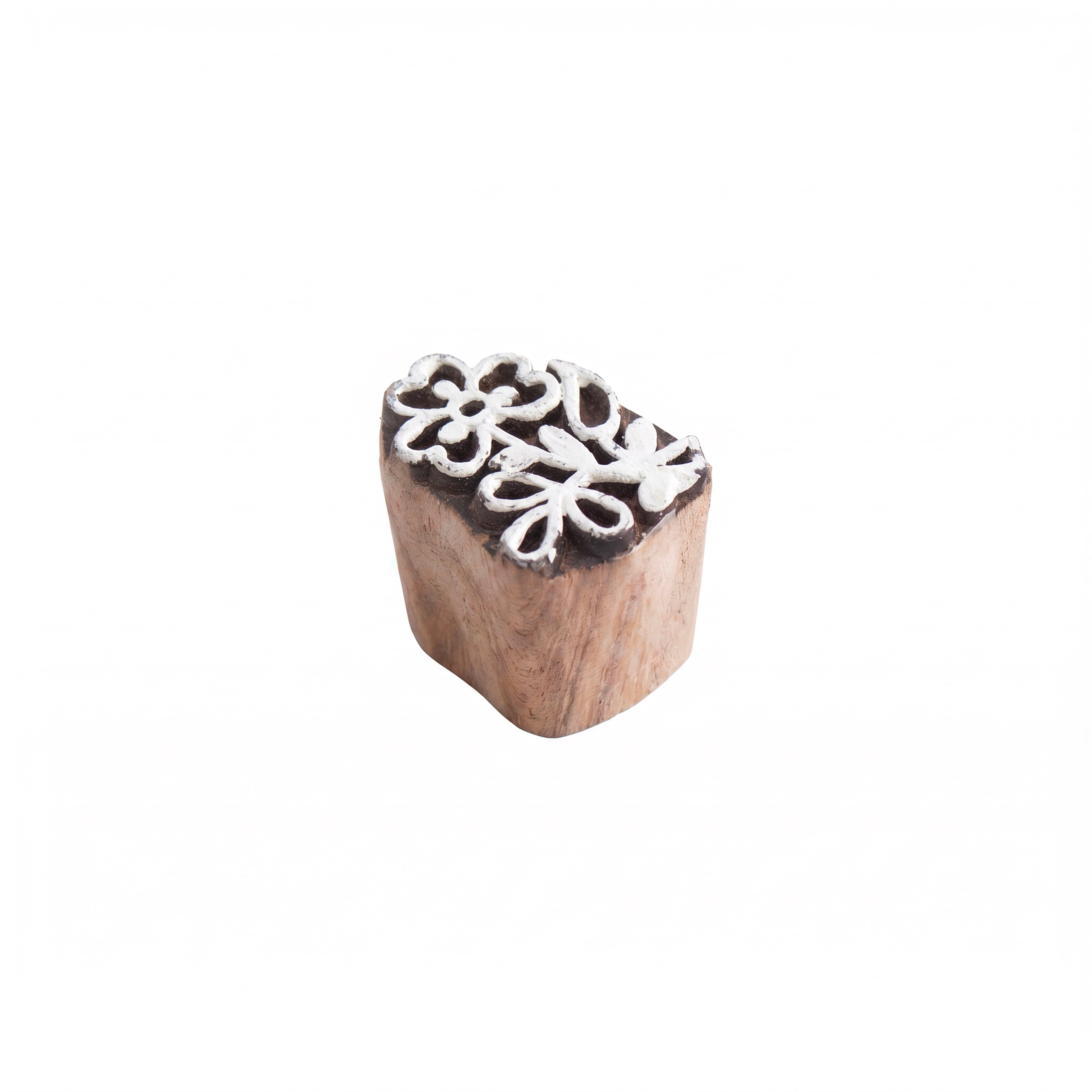 Hand Carved Wooden Printing Block Ethnic Bloom W 1 inch X L 1 inch 1pc