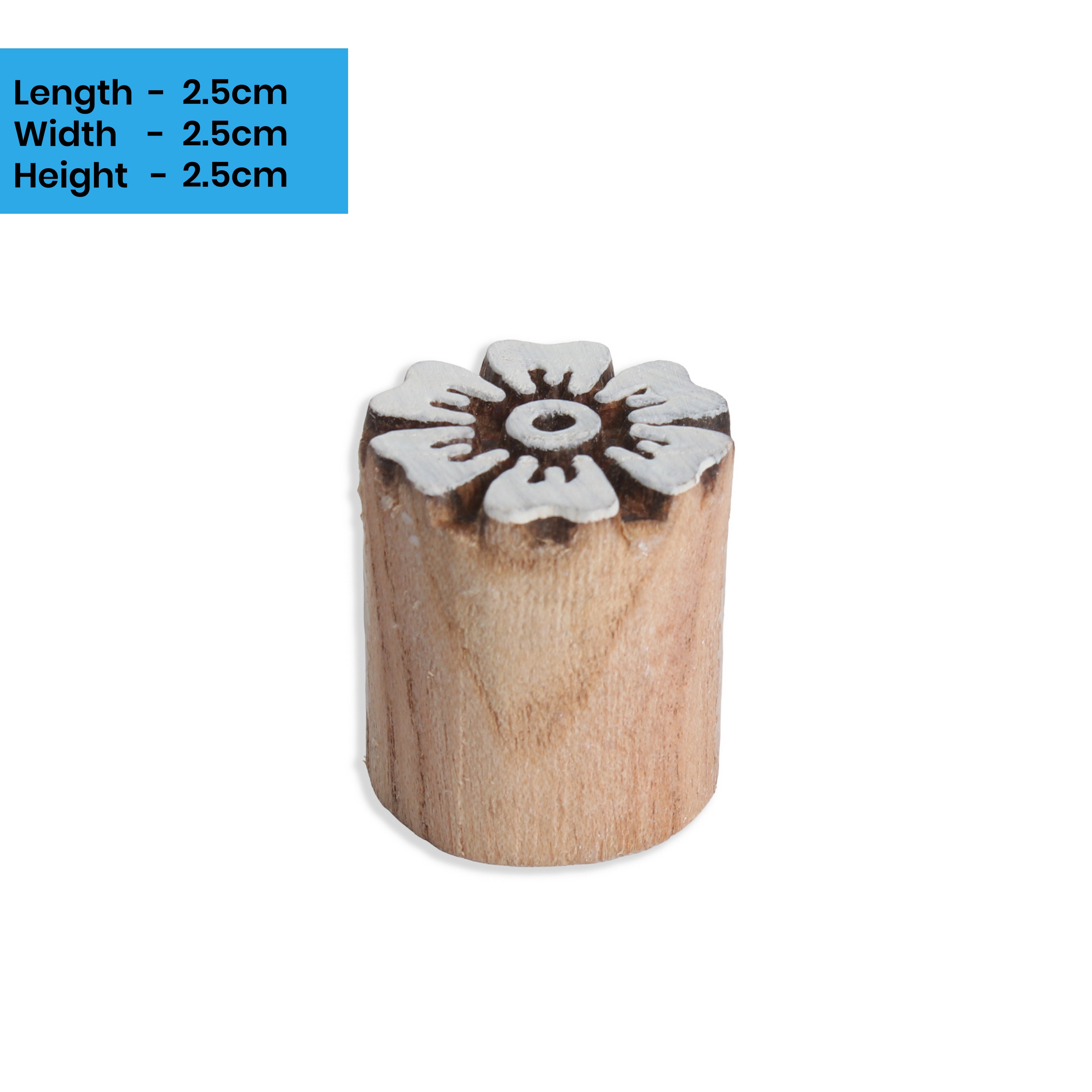 Hand Carved Wooden Printing Block Bloom Ethnic 1 inch Dia 1pc