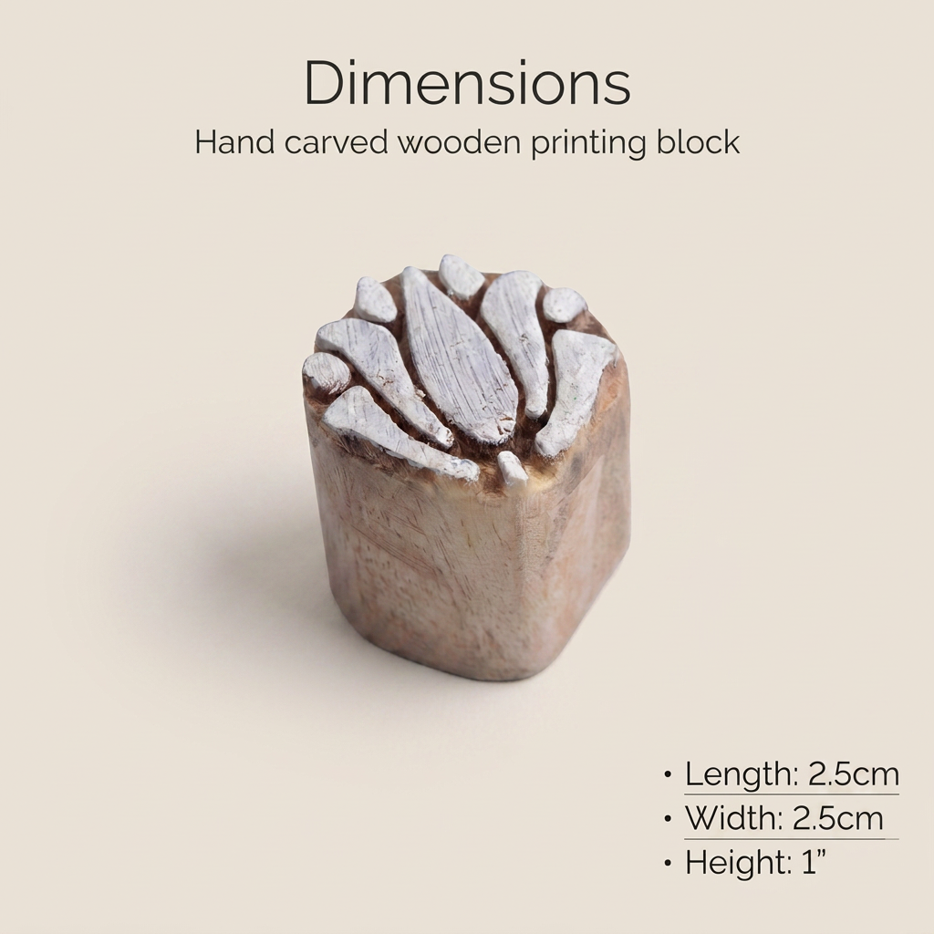 Hand Carved Wooden Printing Block Lotus W 1 inch X L 1 inch 1pc