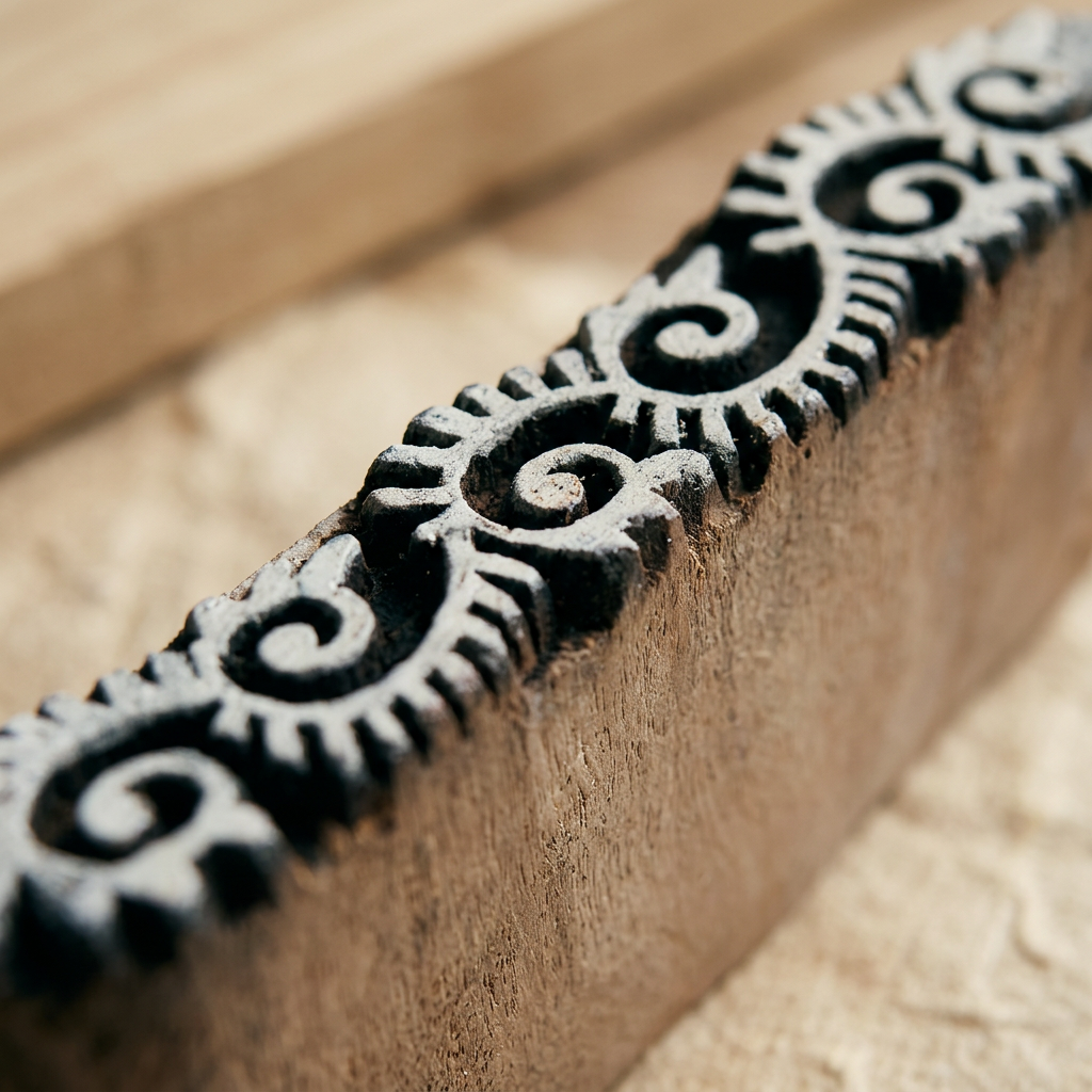 Hand Carved Wooden Printing Block Swirl Tangle L 3inch 1pc