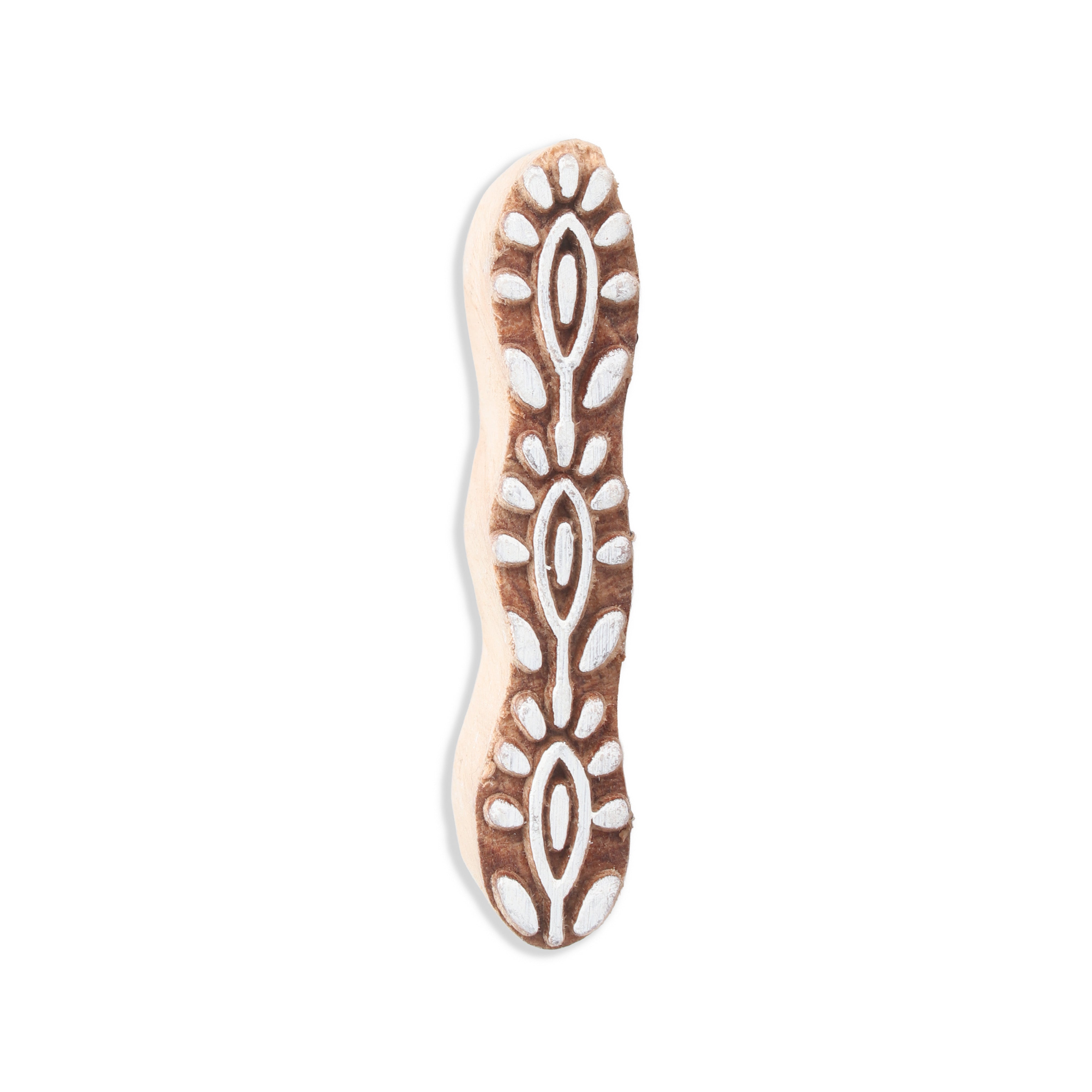 Hand Carved Wooden Printing Block Wildflower Border L 3inch 1pc
