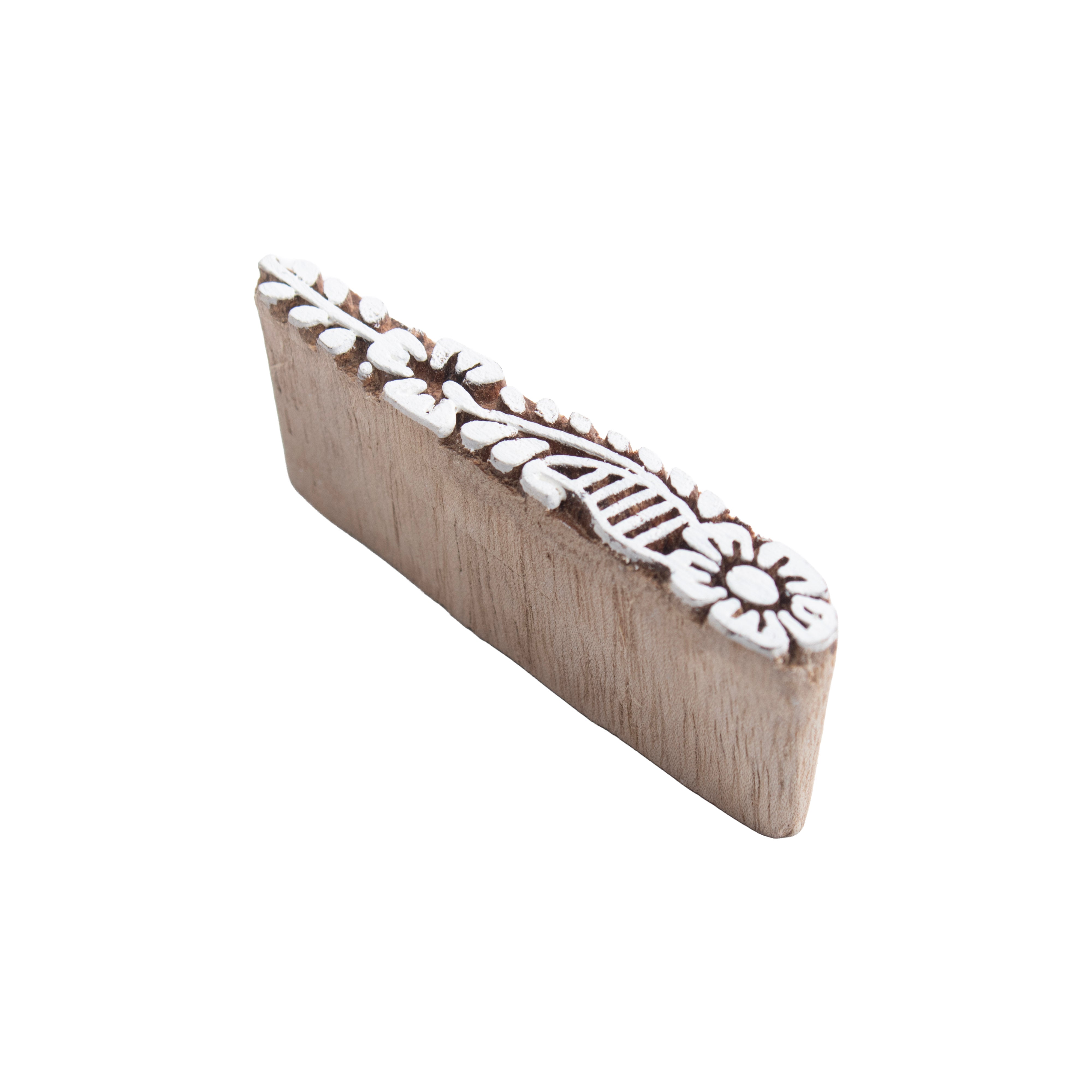 Hand Carved Wooden Printing Block Bloom Craft L 3inch 1pc