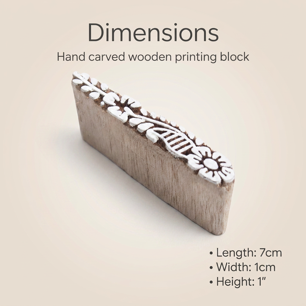 Hand Carved Wooden Printing Block Bloom Craft L 3inch 1pc