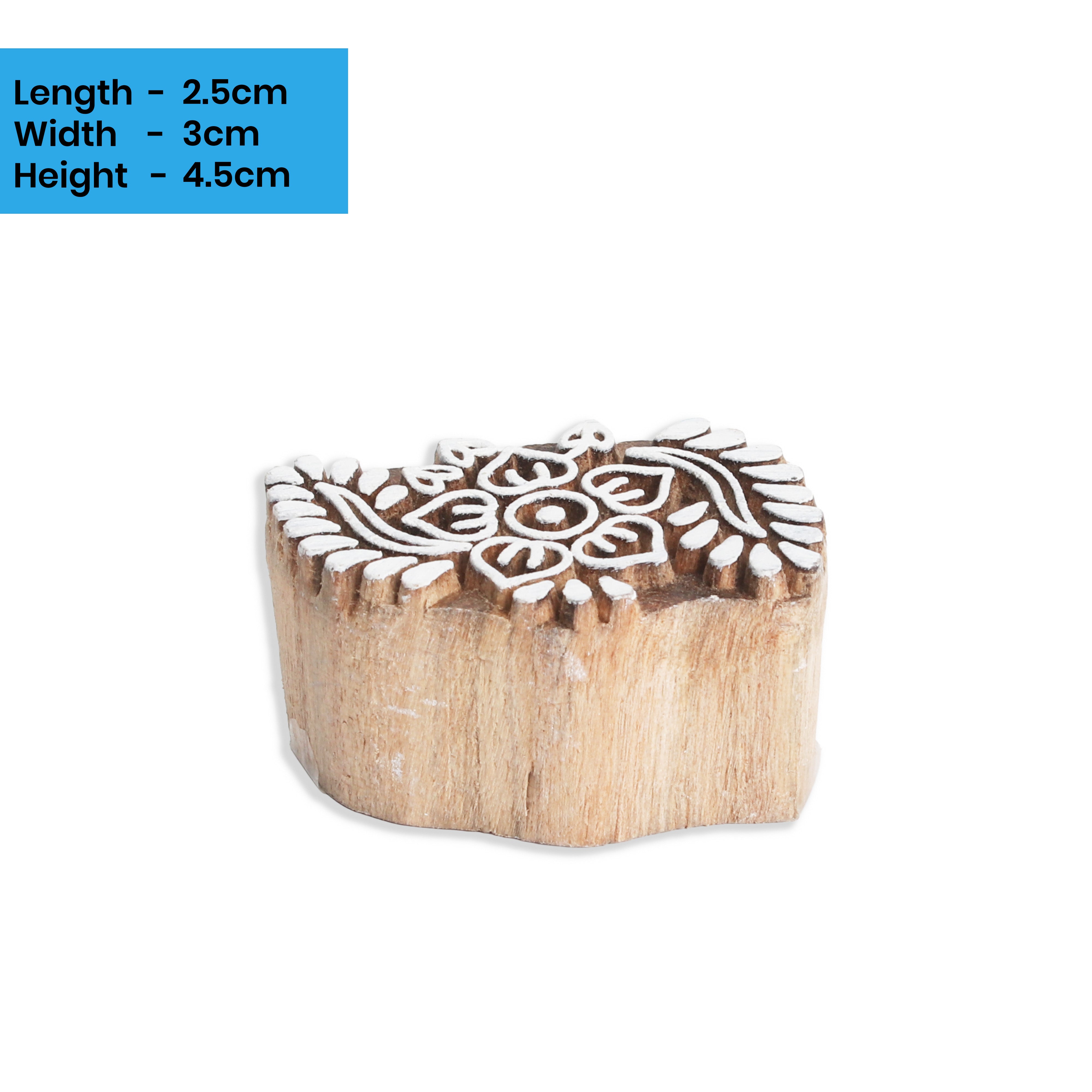 Hand Carved Wooden Printing Block Petal Impressions W 2inch X L 2inch 1pc