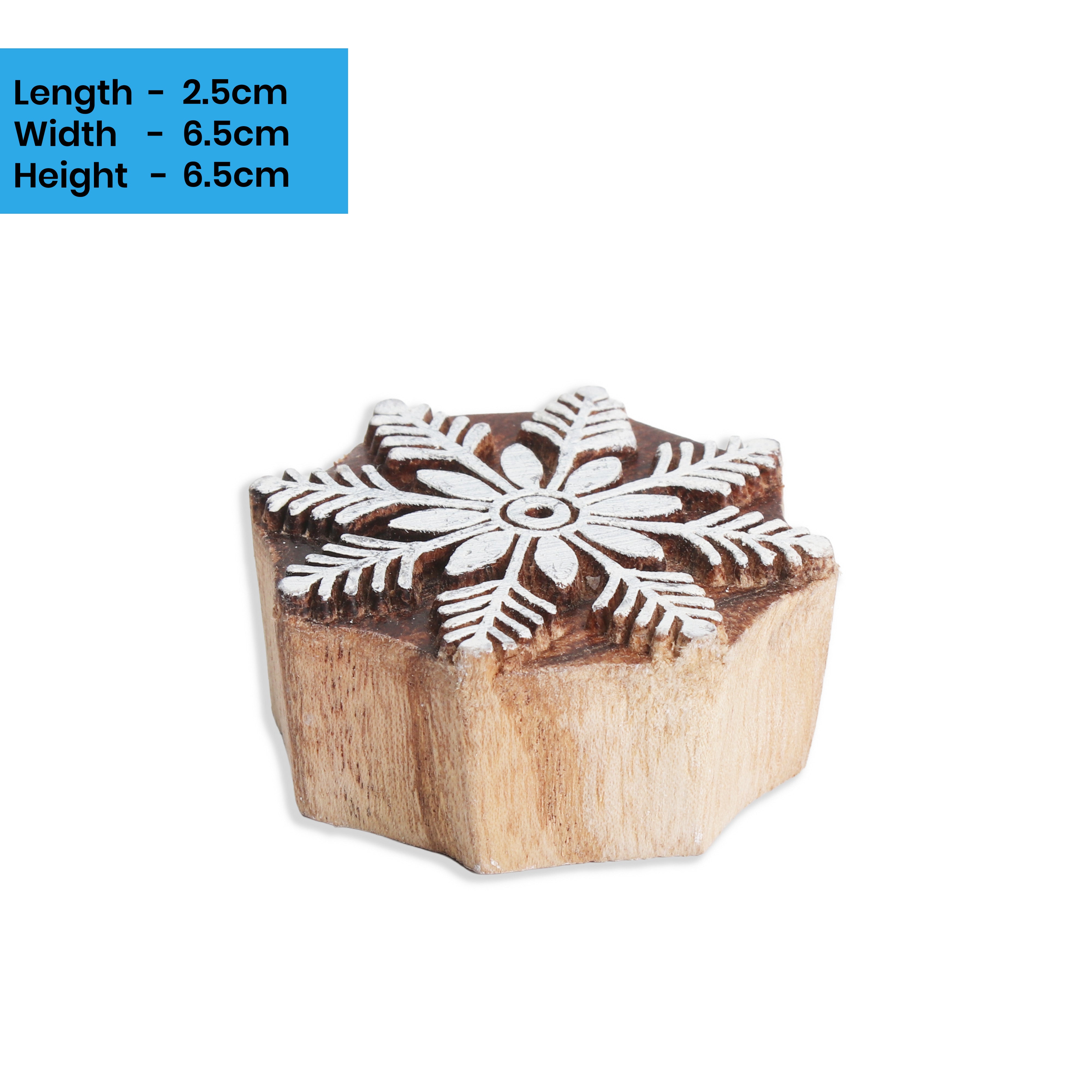Hand Carved Wooden Printing Block Evergreen Blossom W 2.5inch X L 2.5inch 1pc