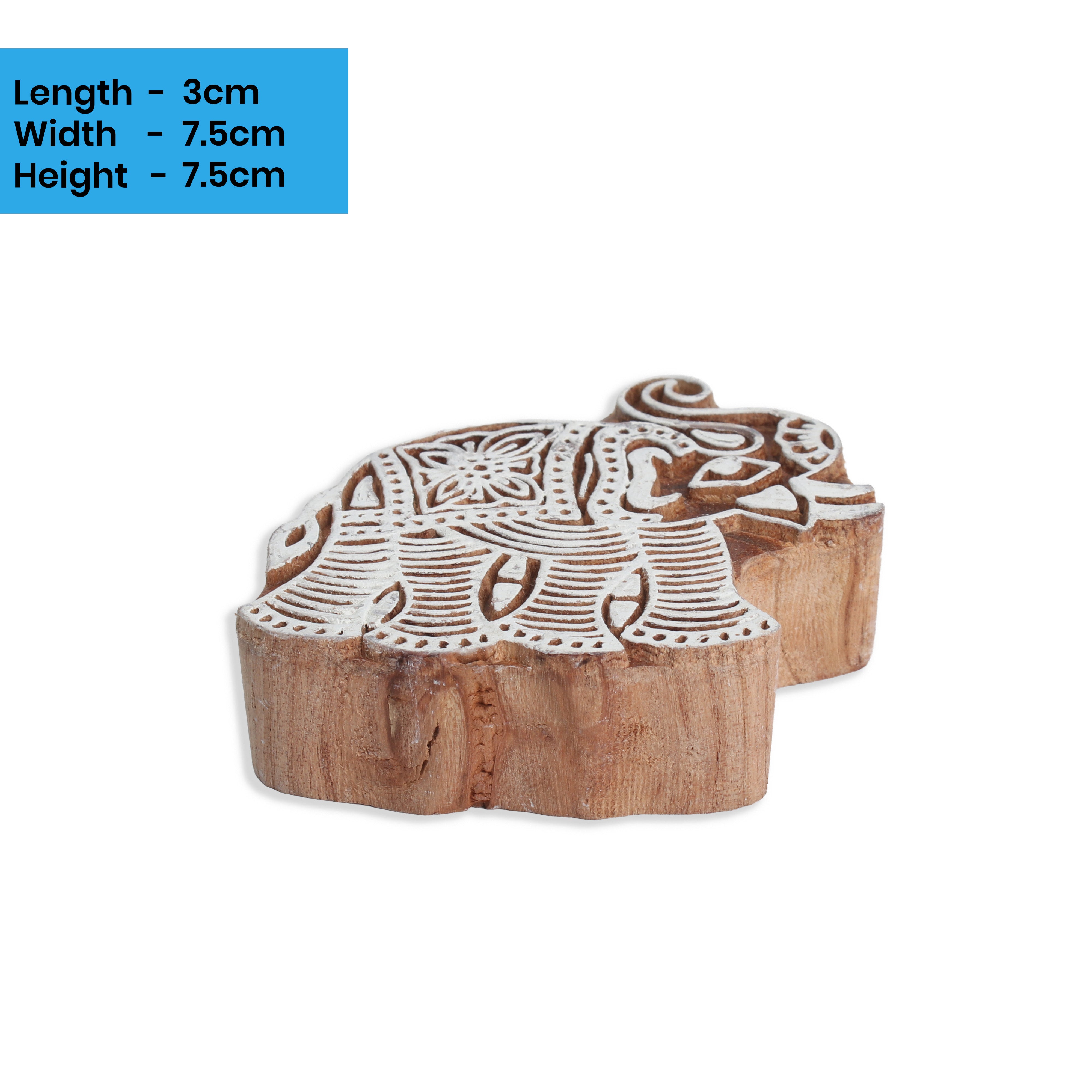 Hand Carved Wooden Printing Block Paisley Bloom W 1.5inch X L 2.5inch 1pc