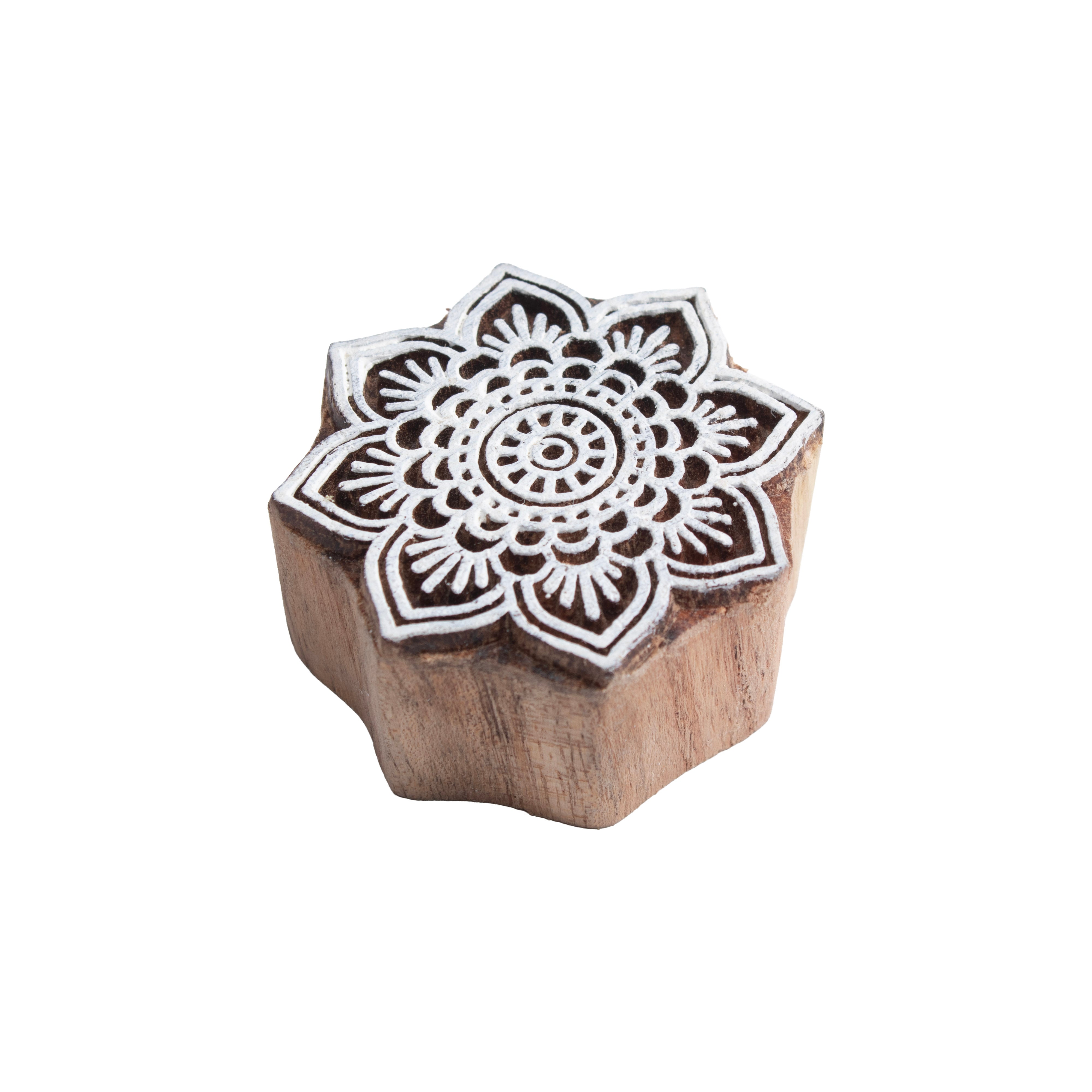 Hand Carved Wooden Printing Block Ethnic Sunflower W 2.5inch X L 2.5inch 1pc