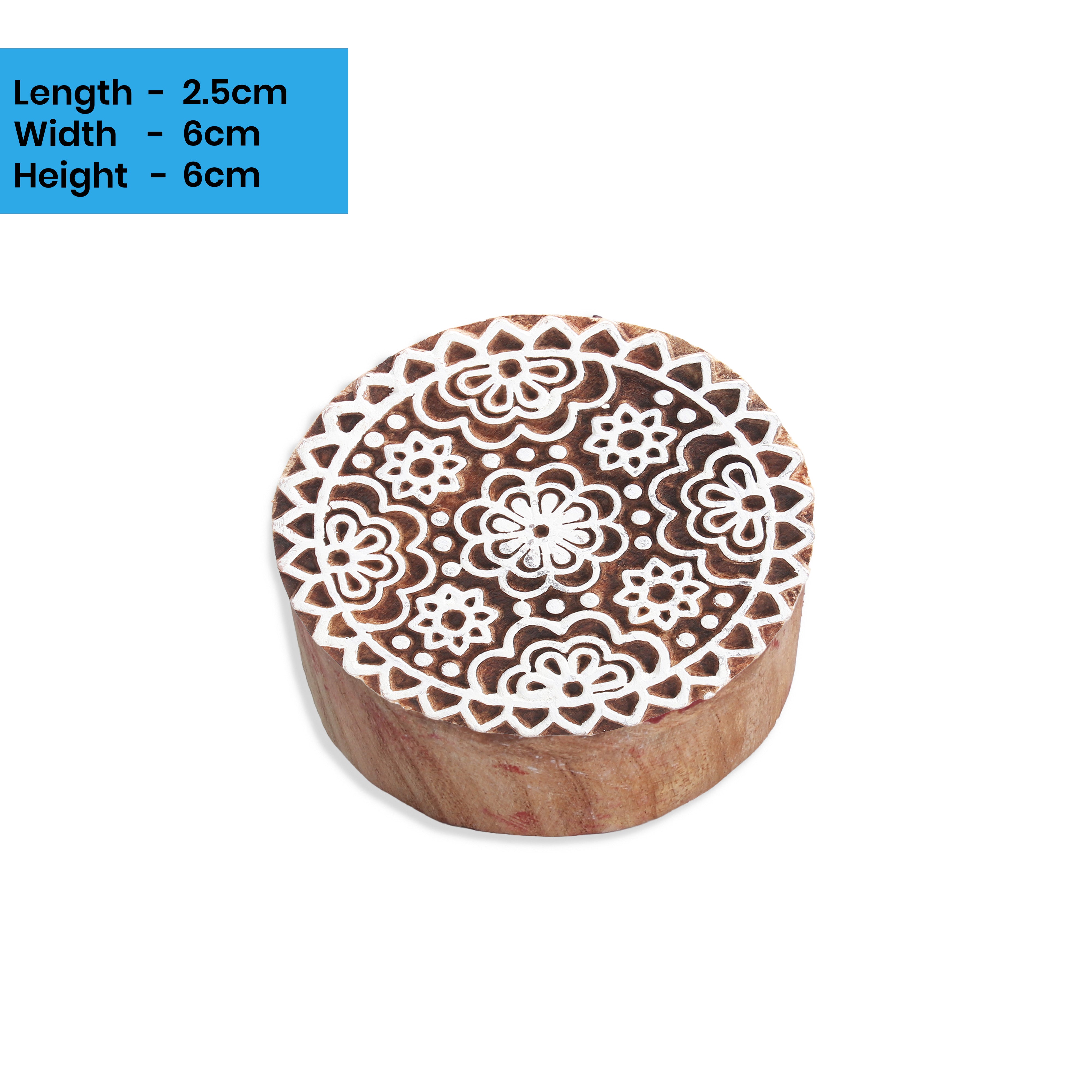 Hand Carved Wooden Printing Block Royale Mandala 3inch Dia 1pc