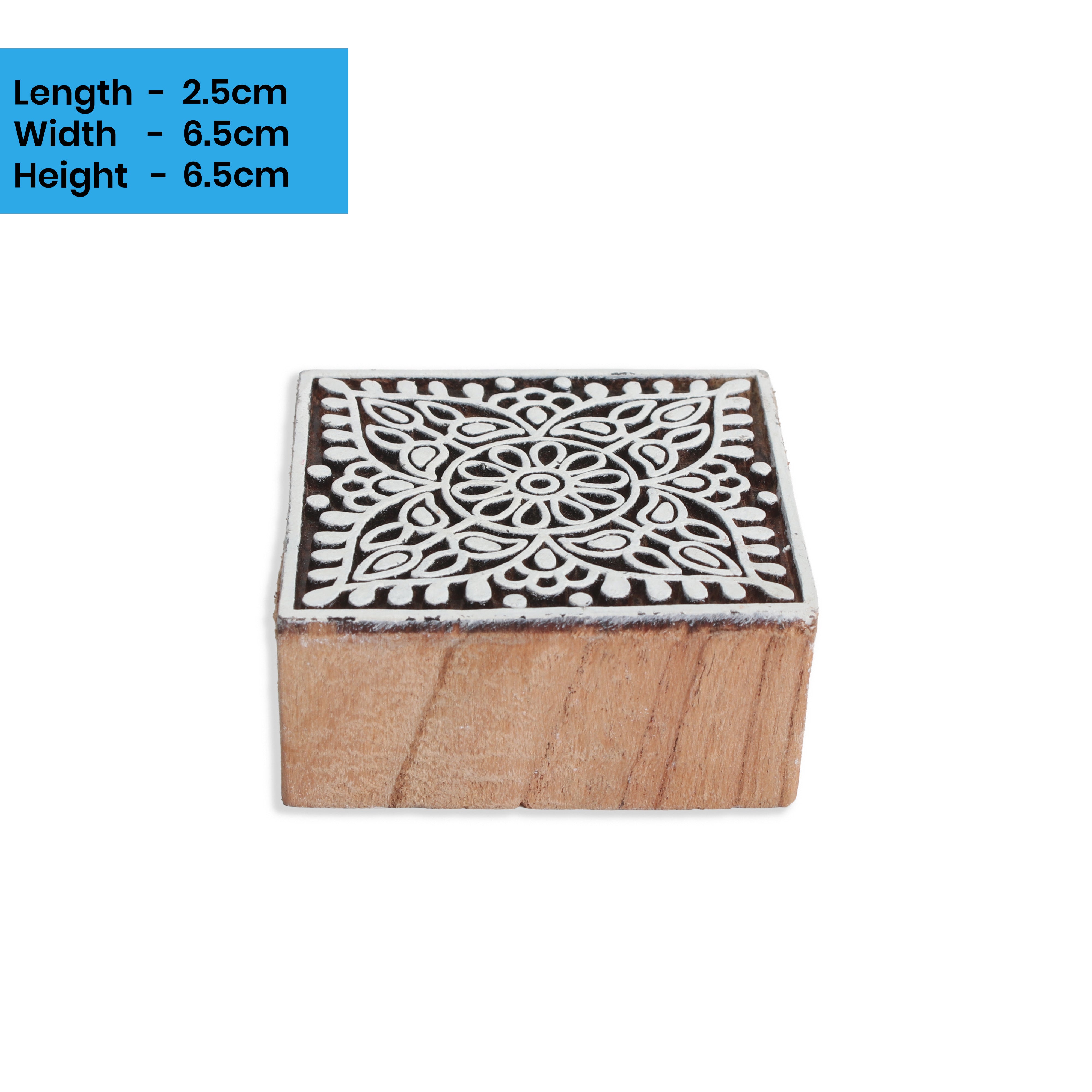 Hand Carved Wooden Printing Block Ethnic Impression W 3inch X L 3inch 1pc