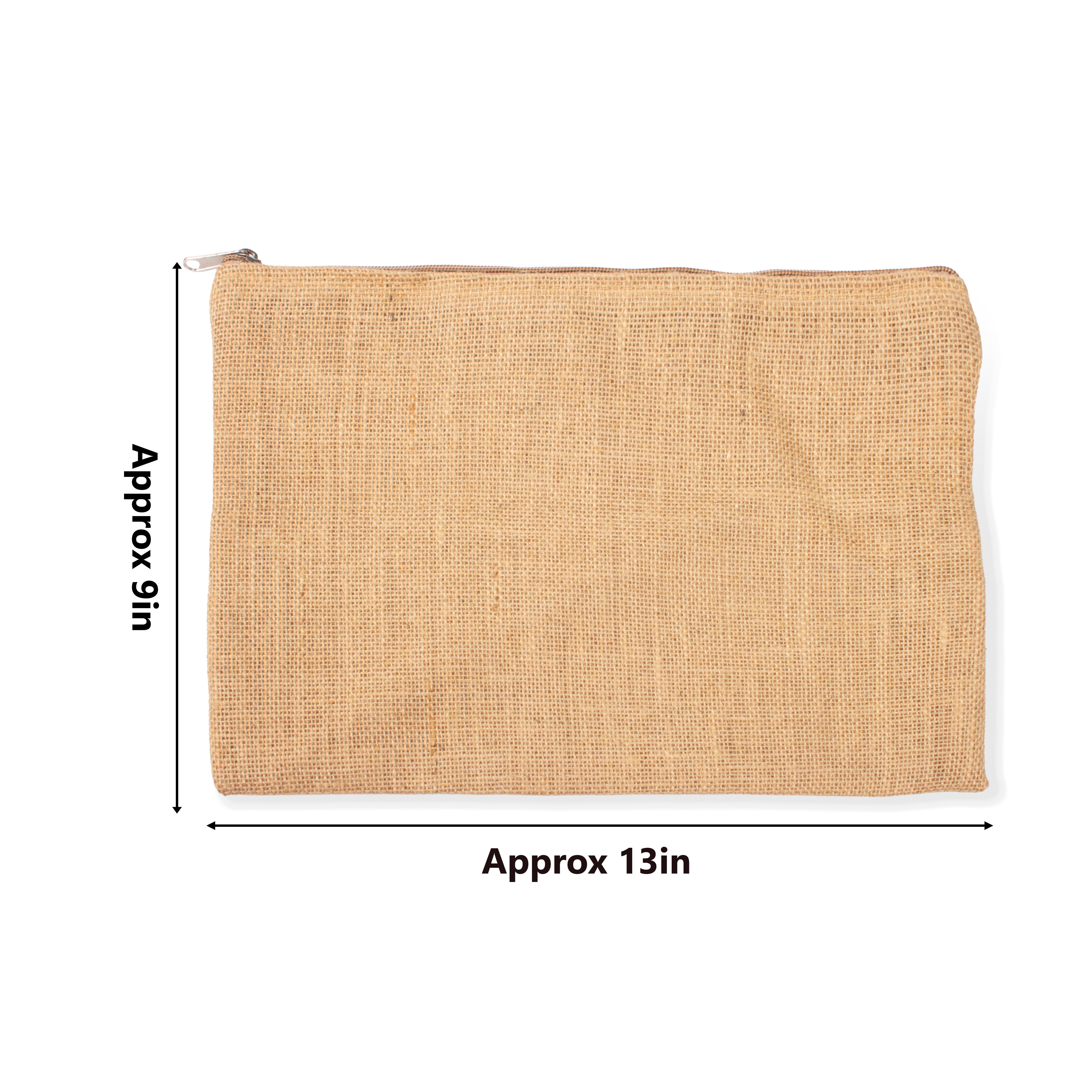 BURLAP ZIP POUCH 13X9 IN APPROX NATURAL 1 PC