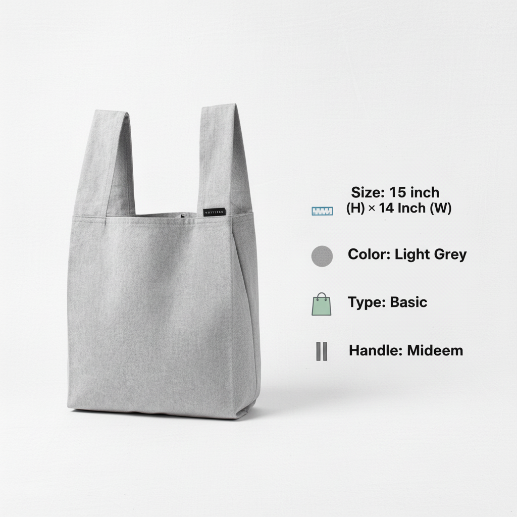 Tapered Designer Tote Bag Light Grey 14.75 x 11.5 1pc