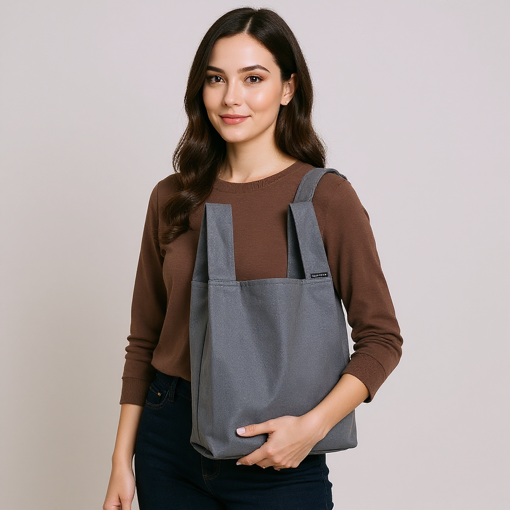 Gusseted Designer Tote Bag Dark Grey 13.75 x 13.25 1pc