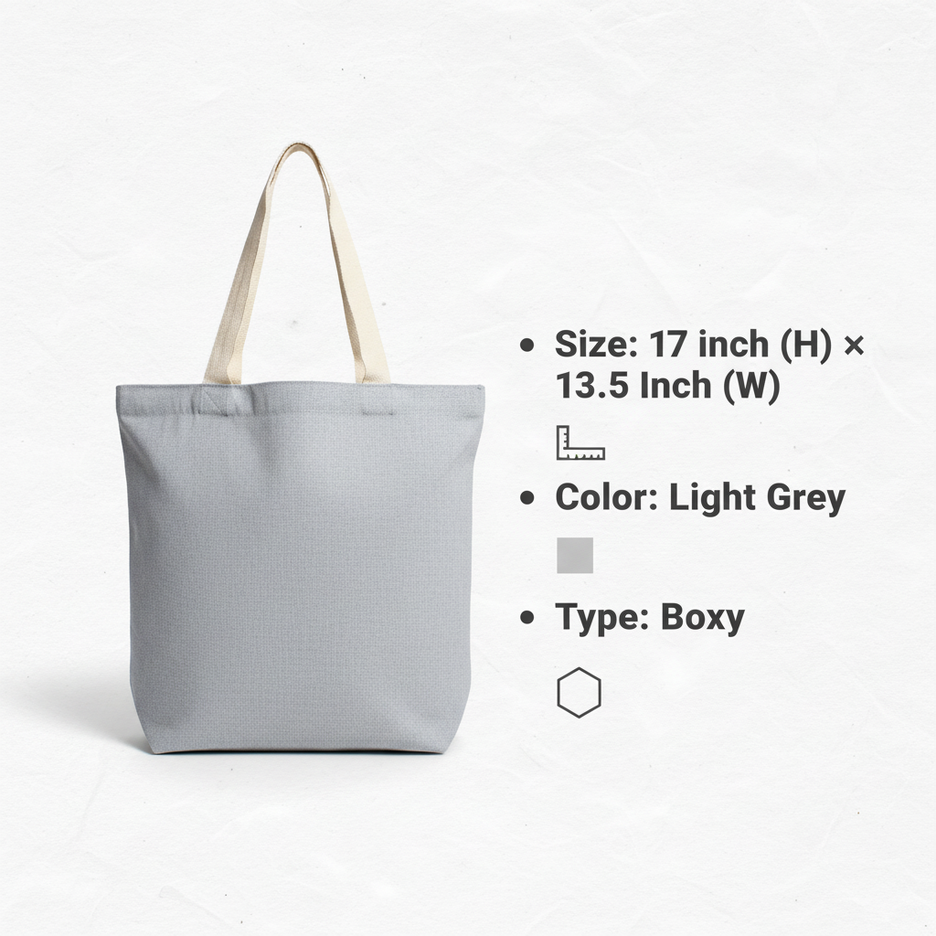 Box Tote Bag Light Grey 17 x 13.5 1pc