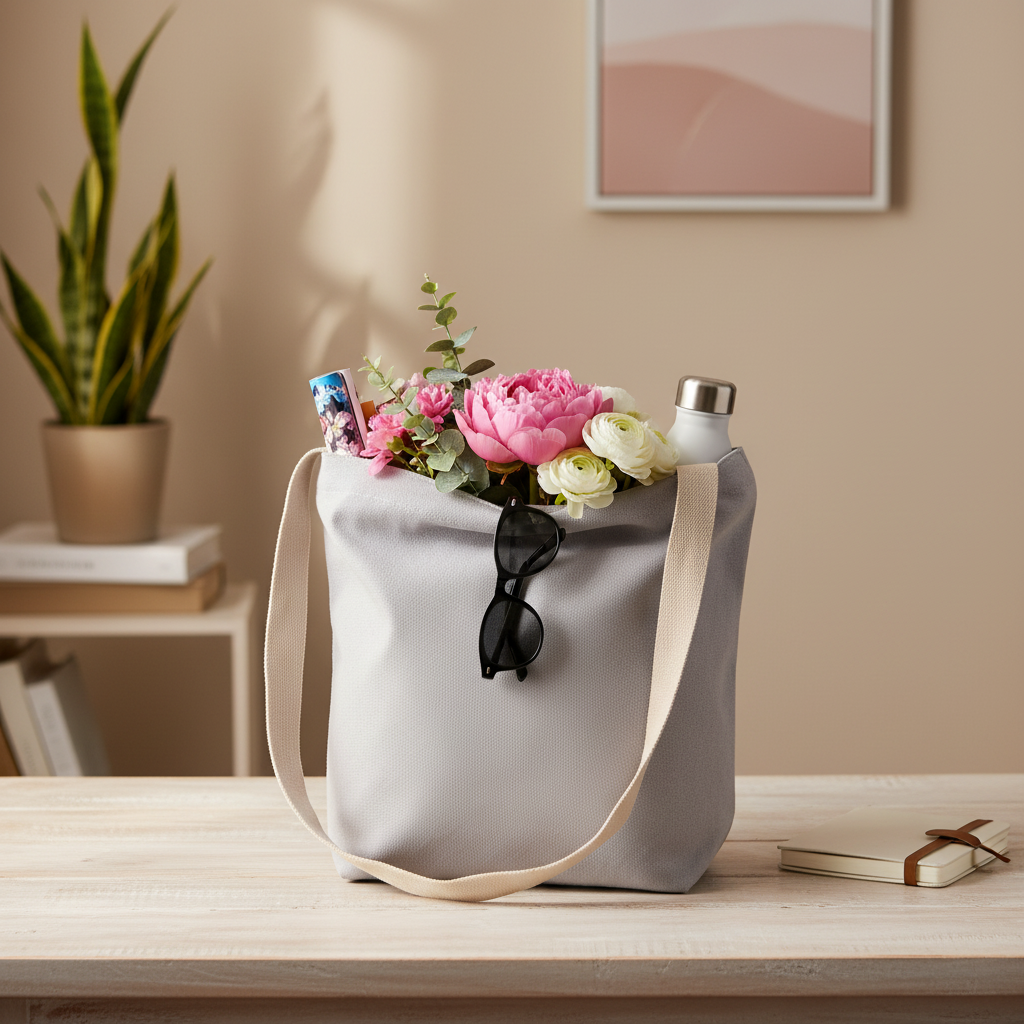 Cross Long Handle Tote Light Grey 16.25 x 15.5 1pc