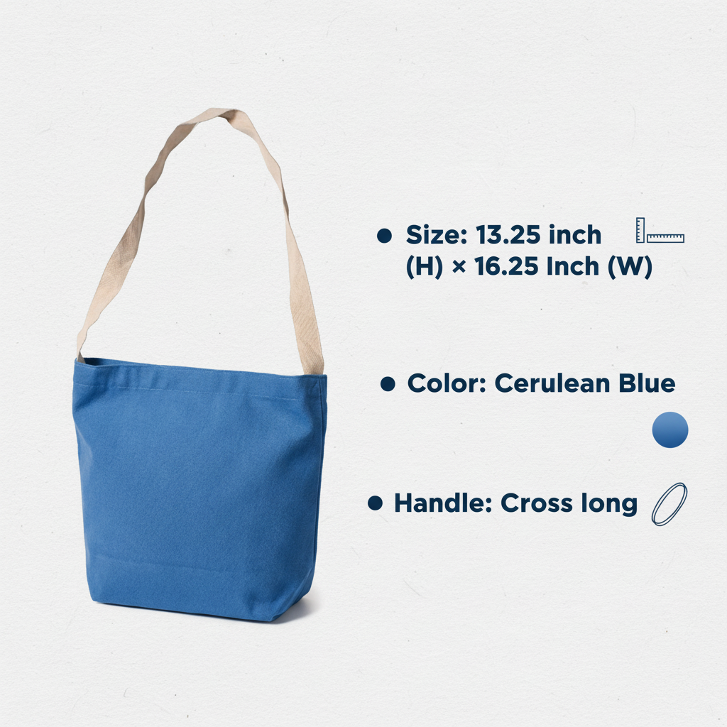 Cross Long Handle Tote Cerulean blue 16.25 x 13.25 1pc