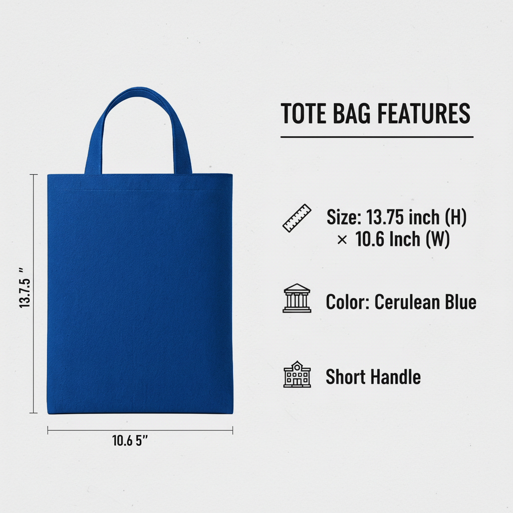 Short Handle Tote Bag Cerulean blue 10.6 x 13.75 1pc