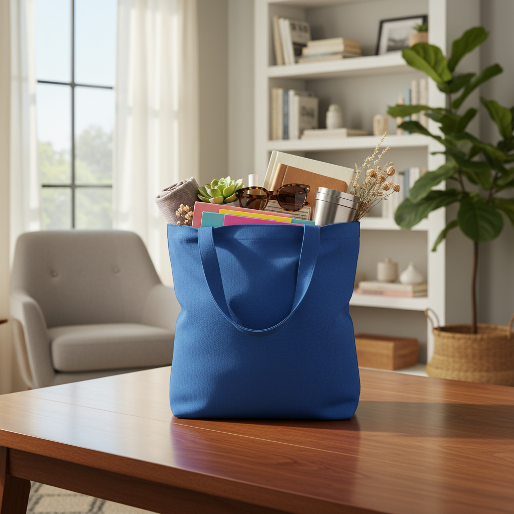 Short Handle Tote Bag Cerulean blue 10.6 x 13.75 1pc