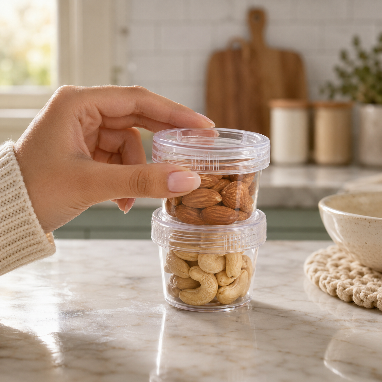 Stackable Interlocking Clear Container 5.5 x4cm 3 pc