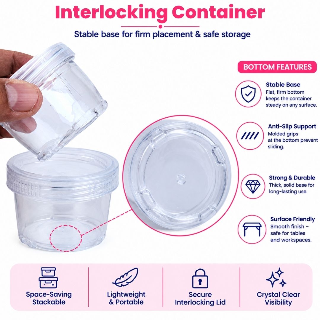 Stackable Interlocking Clear Container 5.5 x4cm 3 pc
