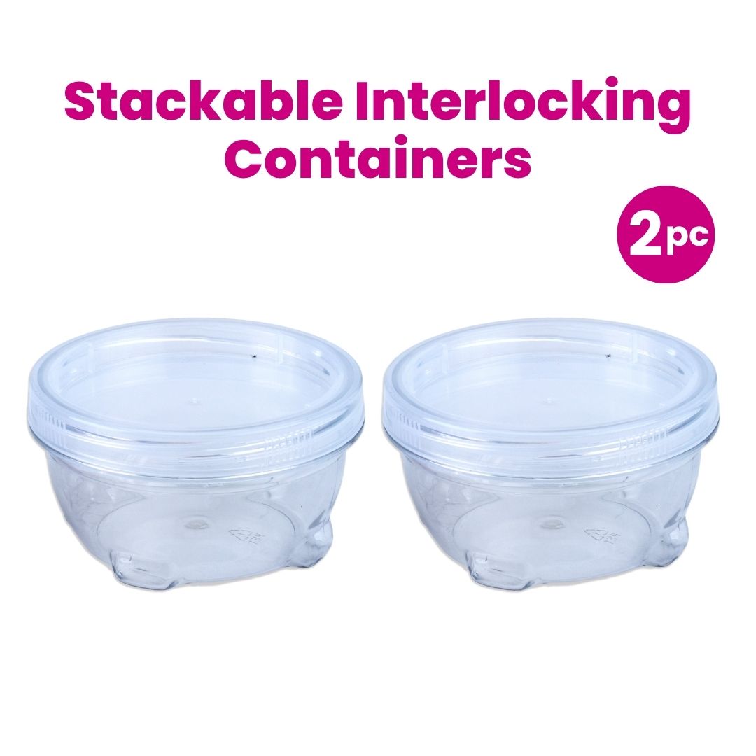 Stackable Interlocking Clear Container 9 x5cm 2 pc