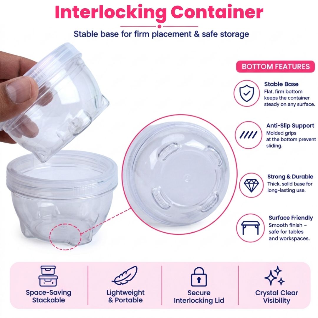Stackable Interlocking Clear Container 9 x5cm 2 pc