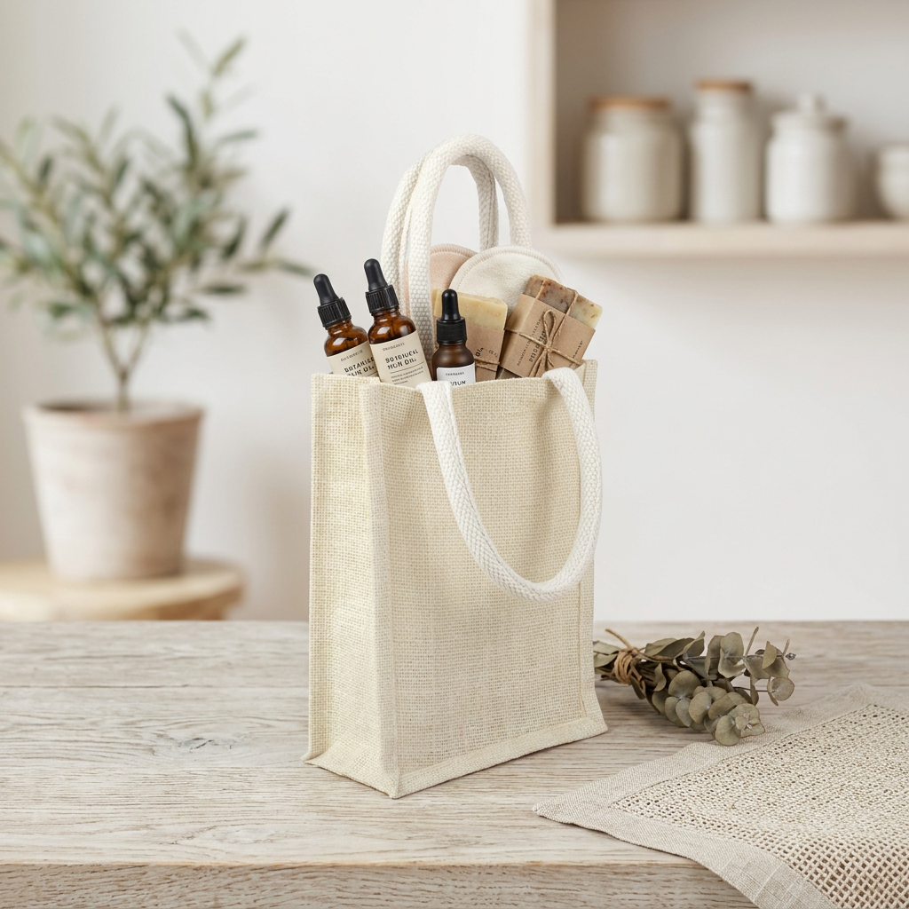Laminated Jute Bag Off White 8in x 10in 1 pc