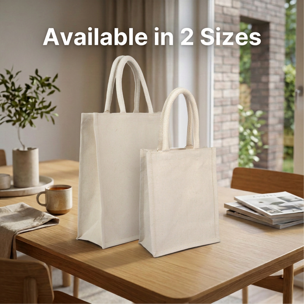Laminated Cotton Canvas Bag Off White 8in x 10in  1pc