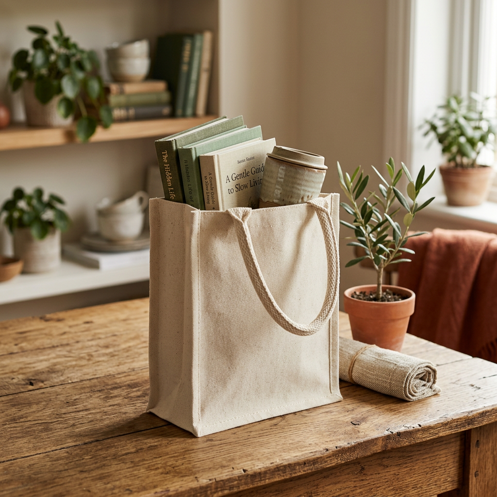 Laminated Cotton Canvas Bag Off White 8in x 10in  1pc