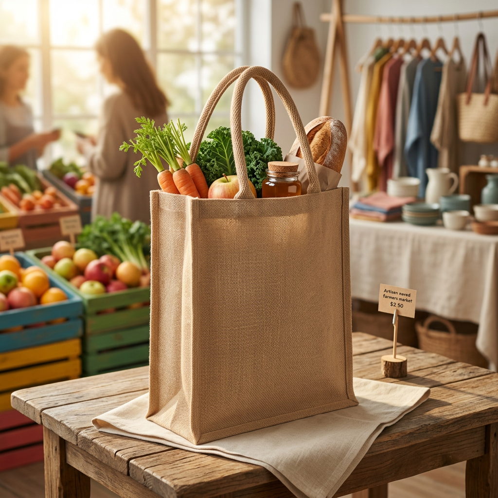 Laminated Jute Bag Natural 12in x 14in 1 pc